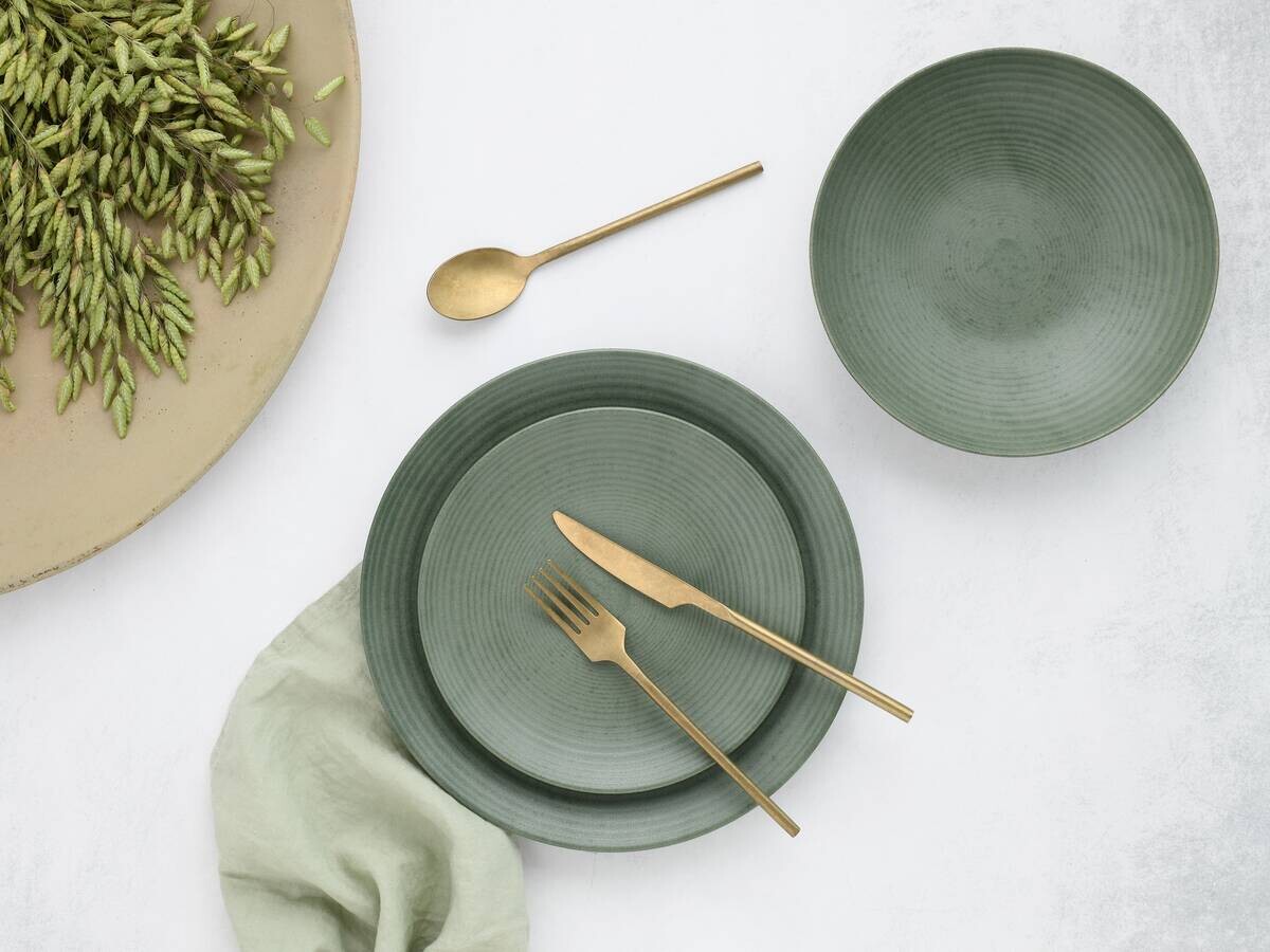 CreaTable Tafelservice Catania Eukalyptus grün Steinzeug 12 tlg.