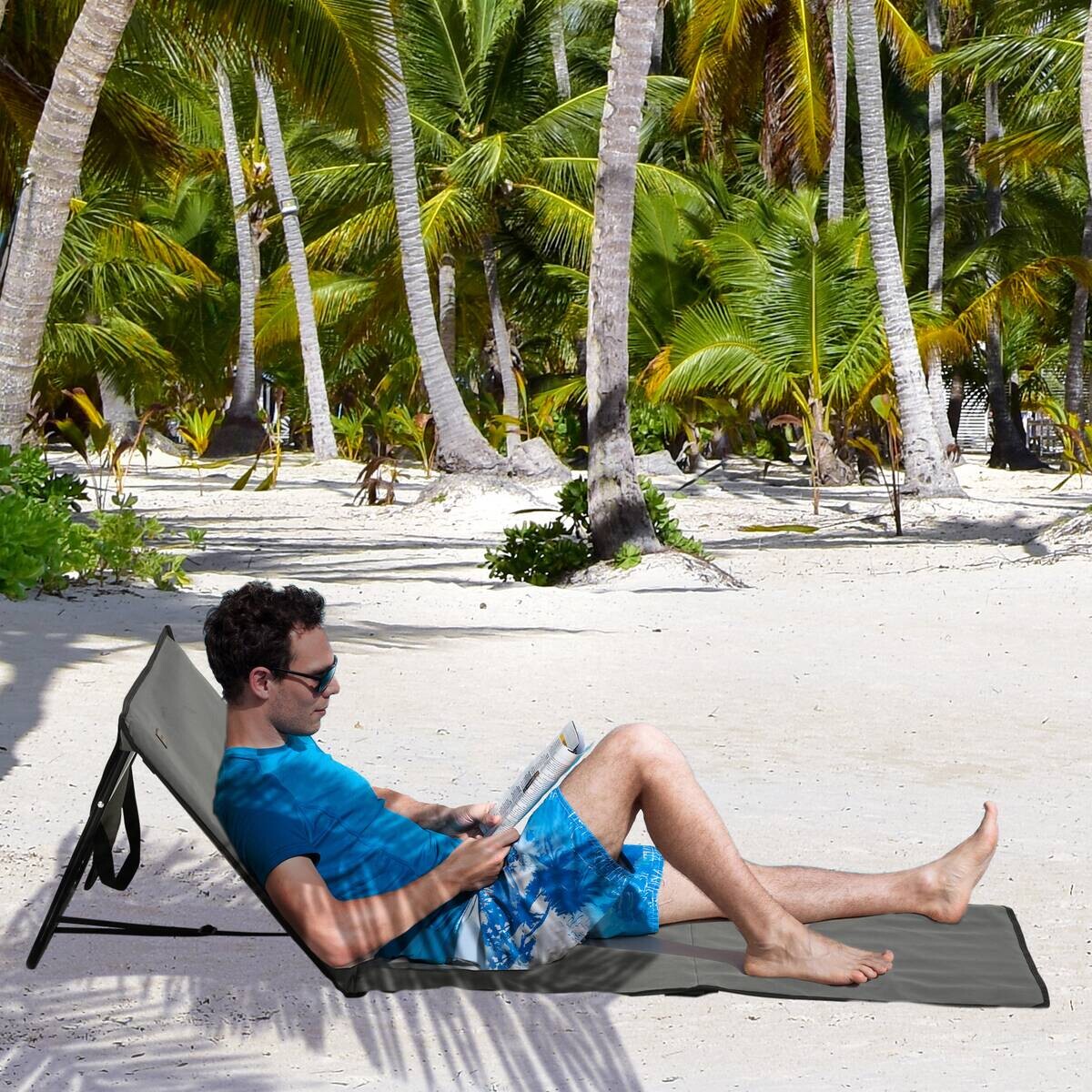 Outsunny Sonnenliege grau Polypropylen B/H/L: ca. 51x142x40 cm