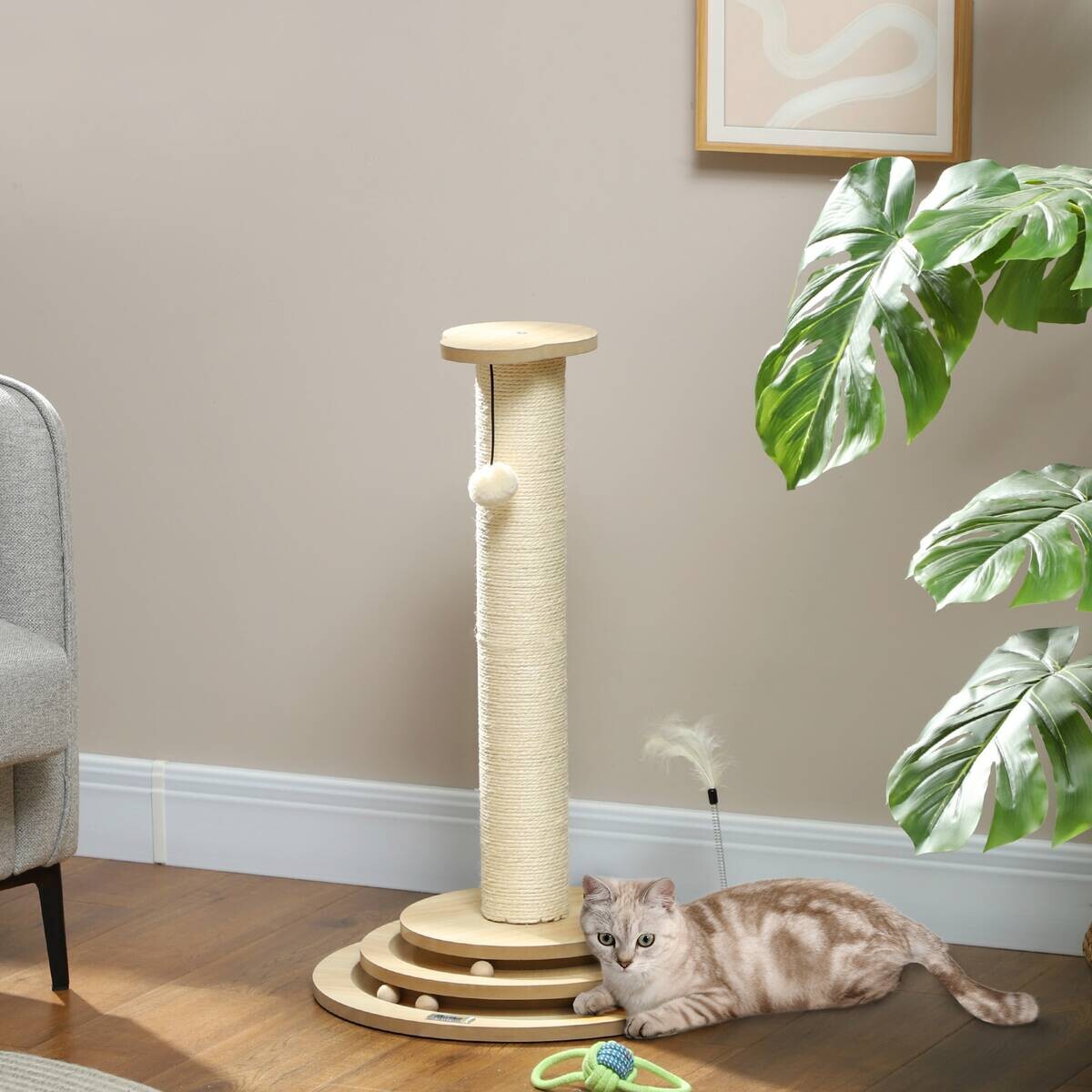 PawHut Kratzstamm Eiche Sisal B/H/L: ca. 45x69x45 cm