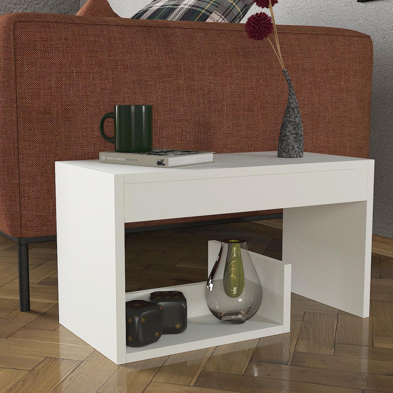 Beistelltisch Sister weiß Spanplatte B/H/T: ca. 35x60x29 cm