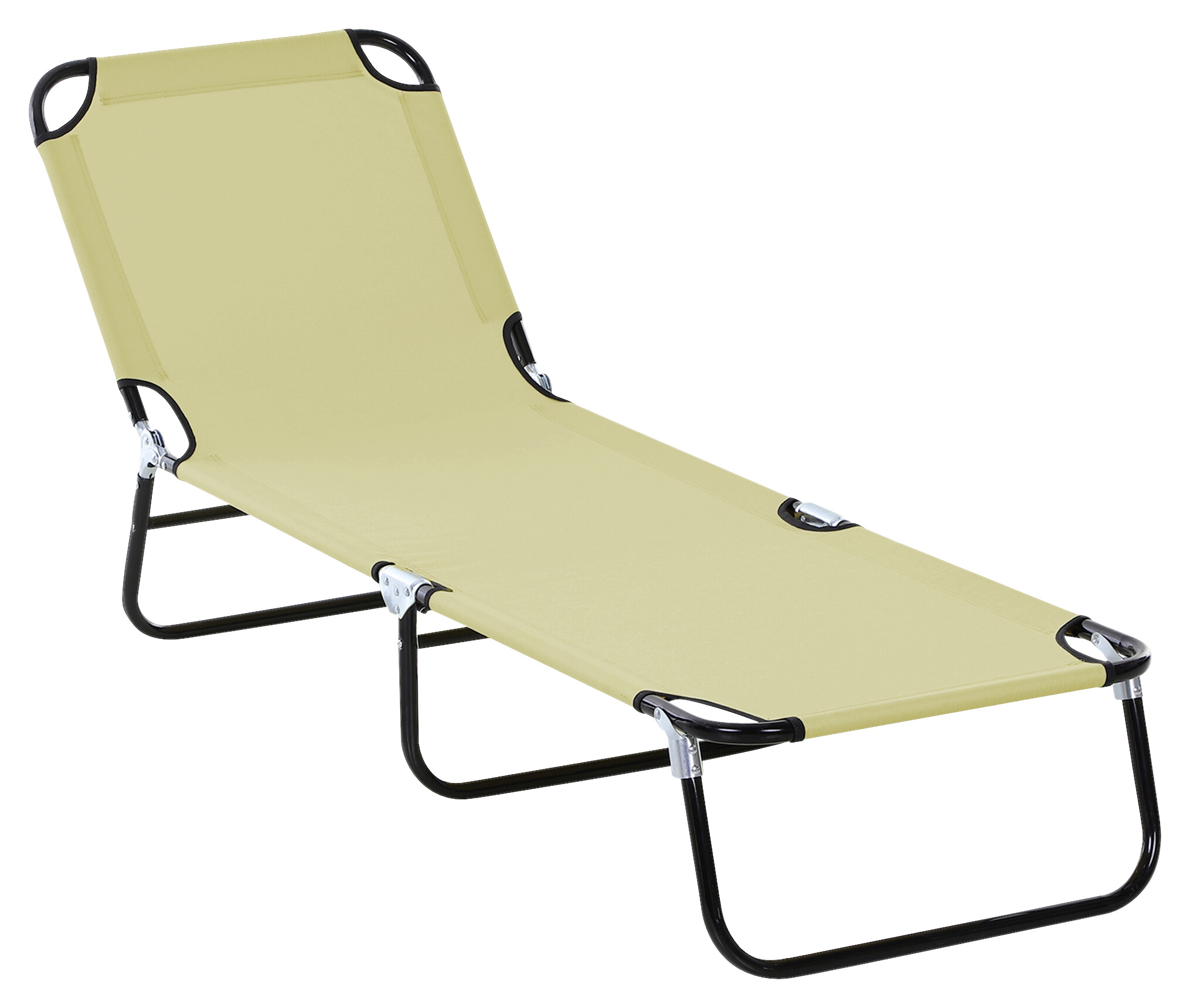 Outsunny Sonnenliege cremeweiß Stahl B/H/L: ca. 56x28x188 cm