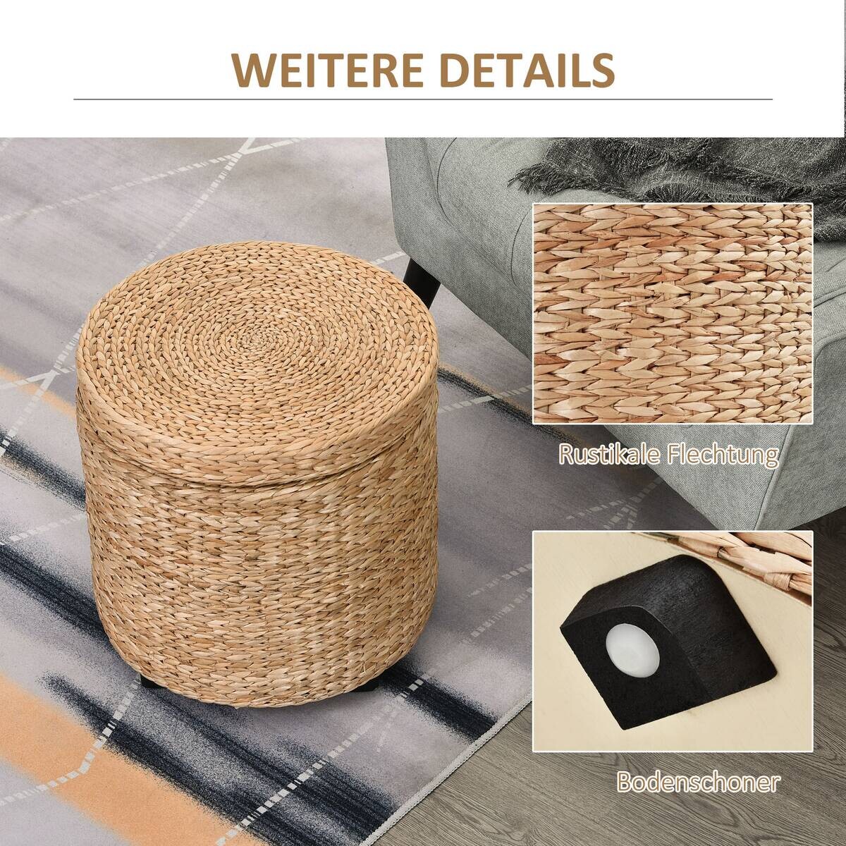 HOMCOM Hocker khaki B/H/L: ca. 43x43x43 cm