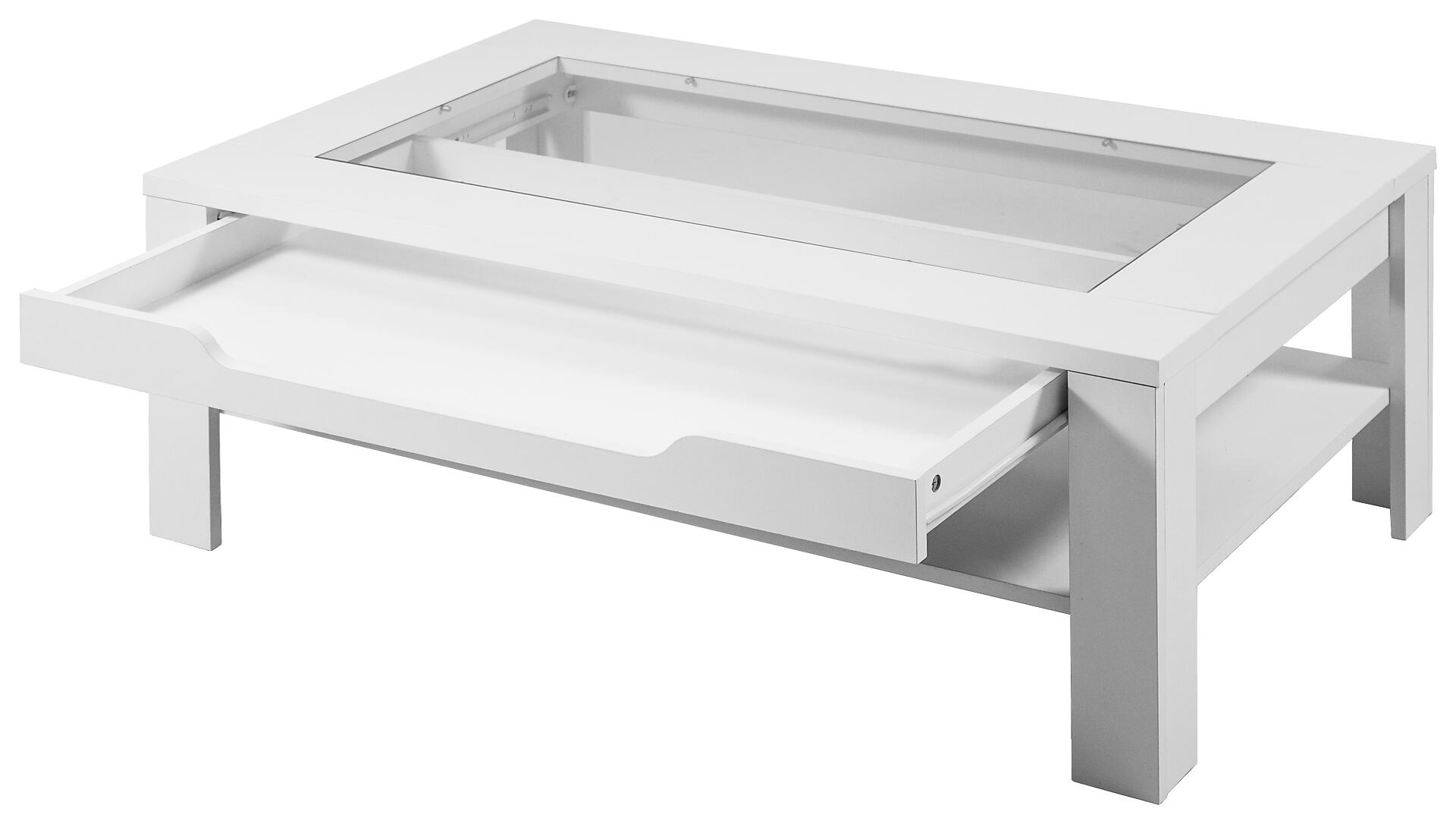 byLIVING Couchtisch RALPH weiß Holzwerkstoff Klarglas B/H/T: ca. 110x43x67 cm