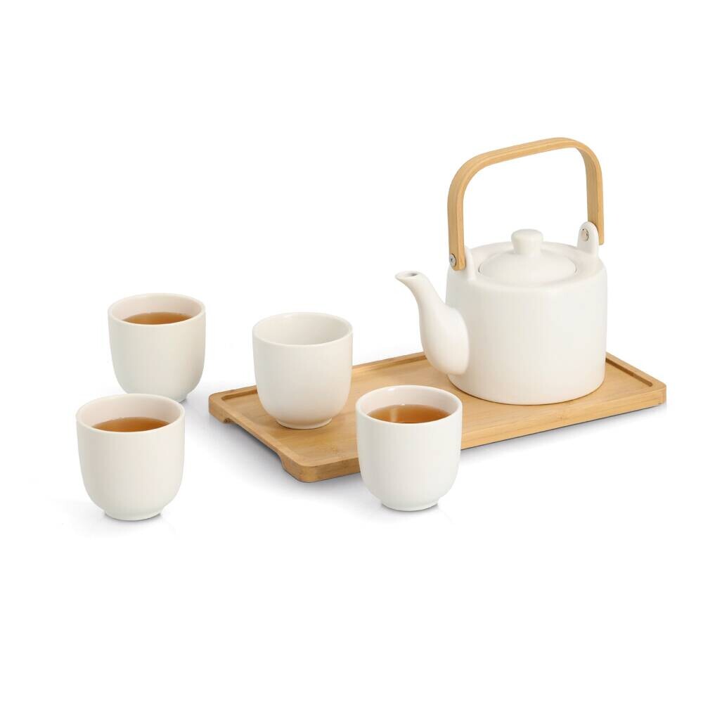 Zeller Tee-Set weiß Steingut 6 tlg.