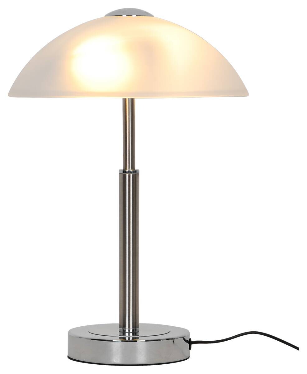POCOline Tischleuchte Jovan Chrom Glas Metall H/D: ca. 43x29 cm E14 1 Brennstellen