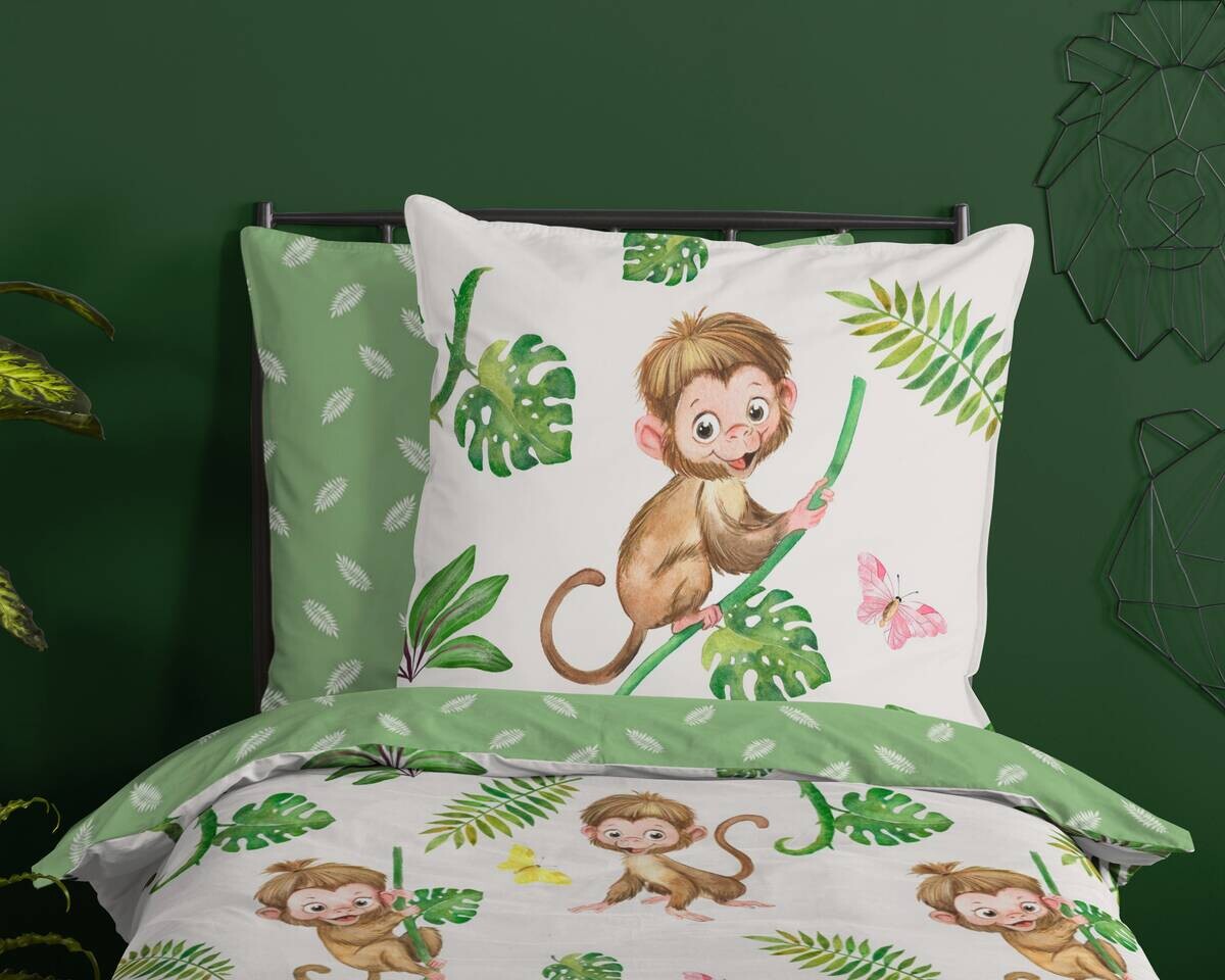 Baumwoll Bettwäsche Play grün Baumwolle B/L: ca. 135x200 cm