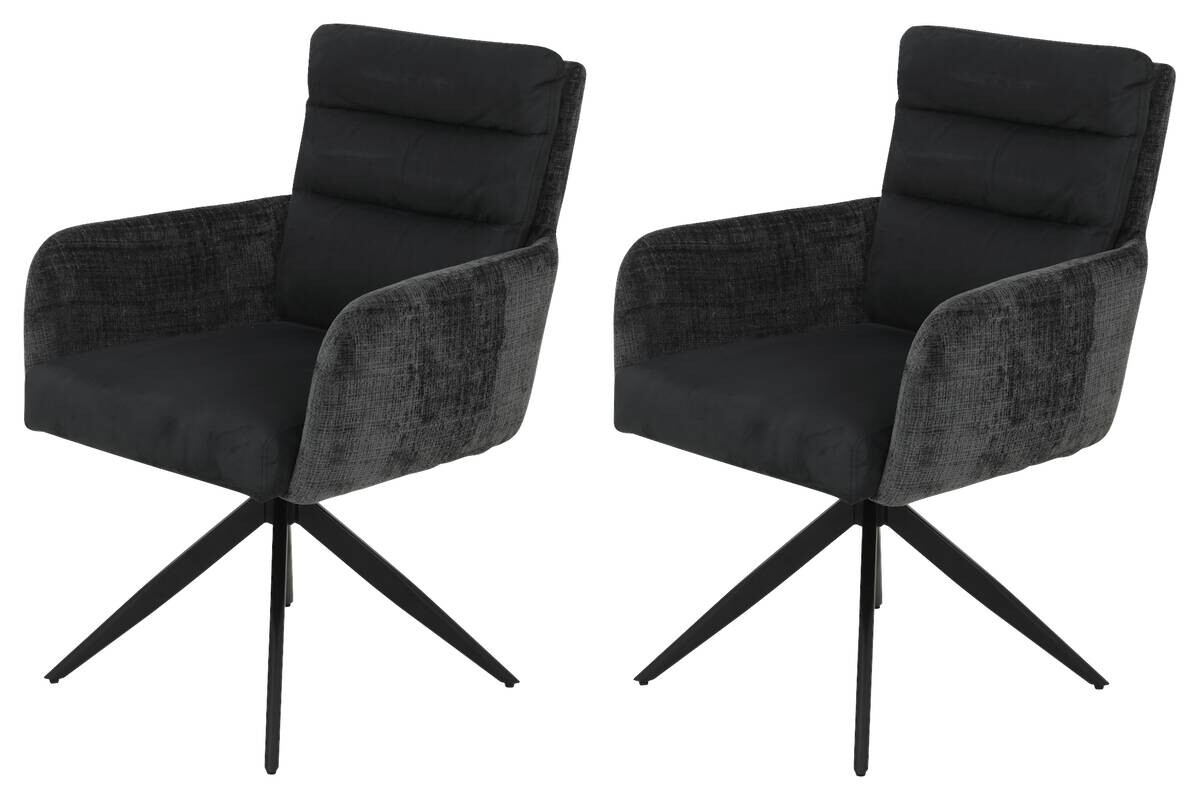 Armlehnstuhl Leandra, 2er-Set anthrazit Microfaser Webstoff B/H/T: ca. 63x92x69 cm