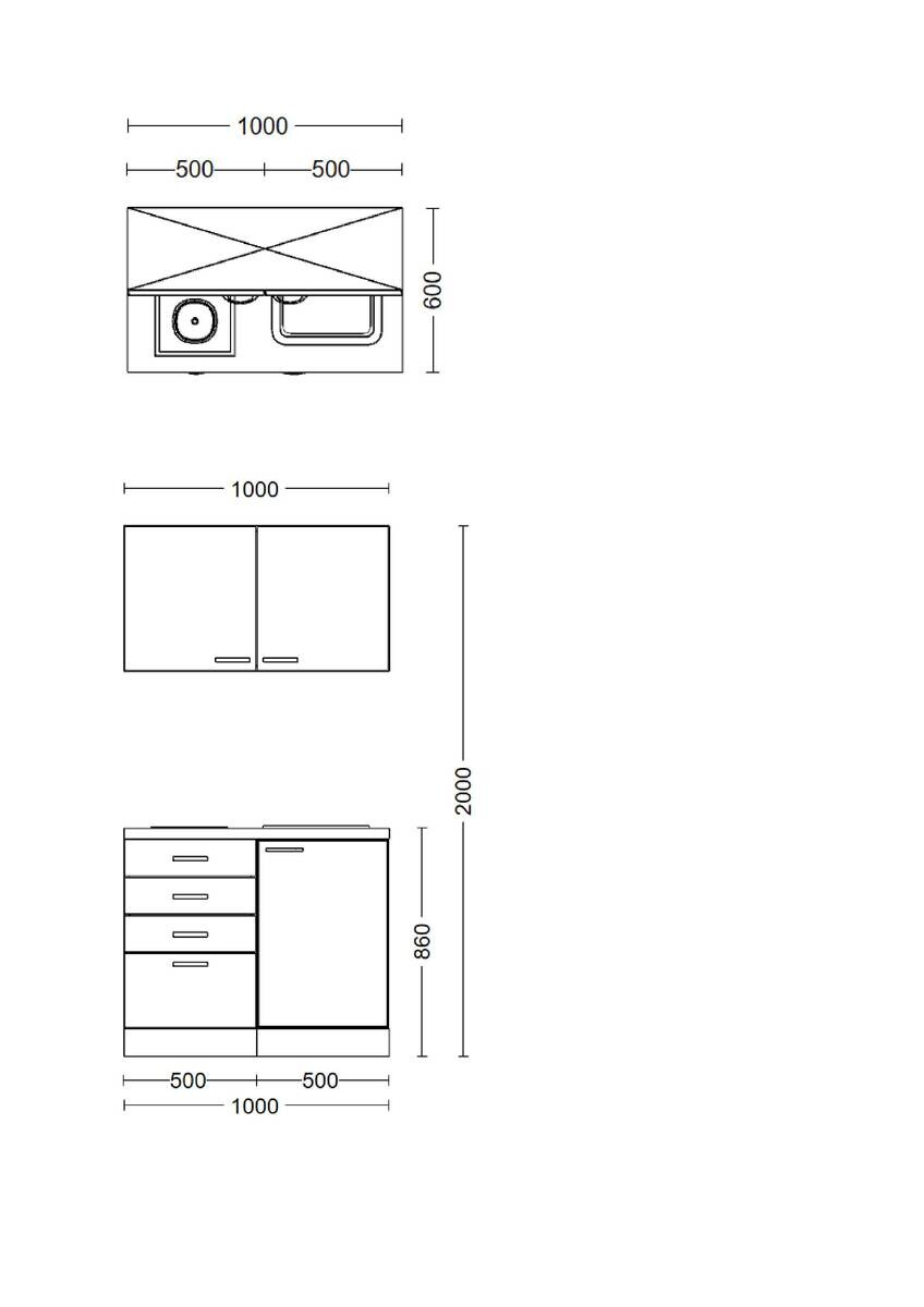 Küchenblock Vita weiß B/H/T: ca. 100x200x60 cm