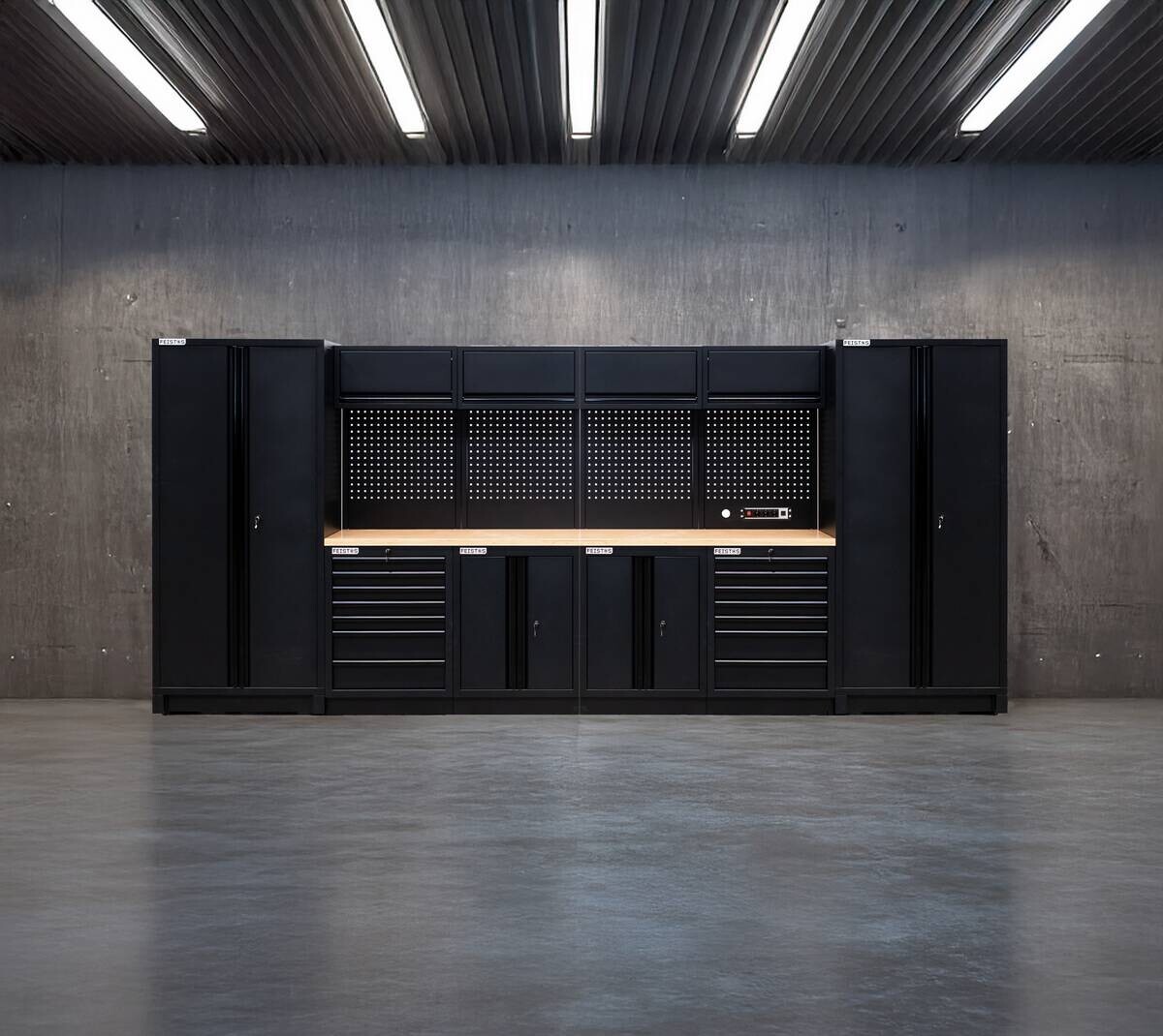 Werkstatteinrichtung EOS Blackline schwarz B/H/L: ca. 455x200x61 cm