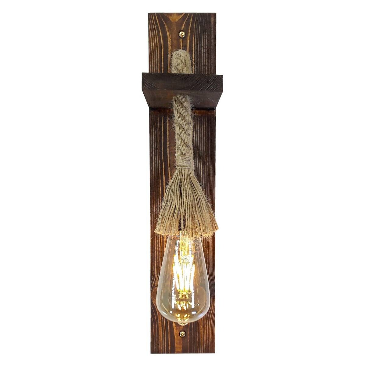 Opviq Wandleuchte Ahsap nussbaum Kiefer B/H/T/L: ca. 45x17x9x45 cm E27 1 Brennstellen