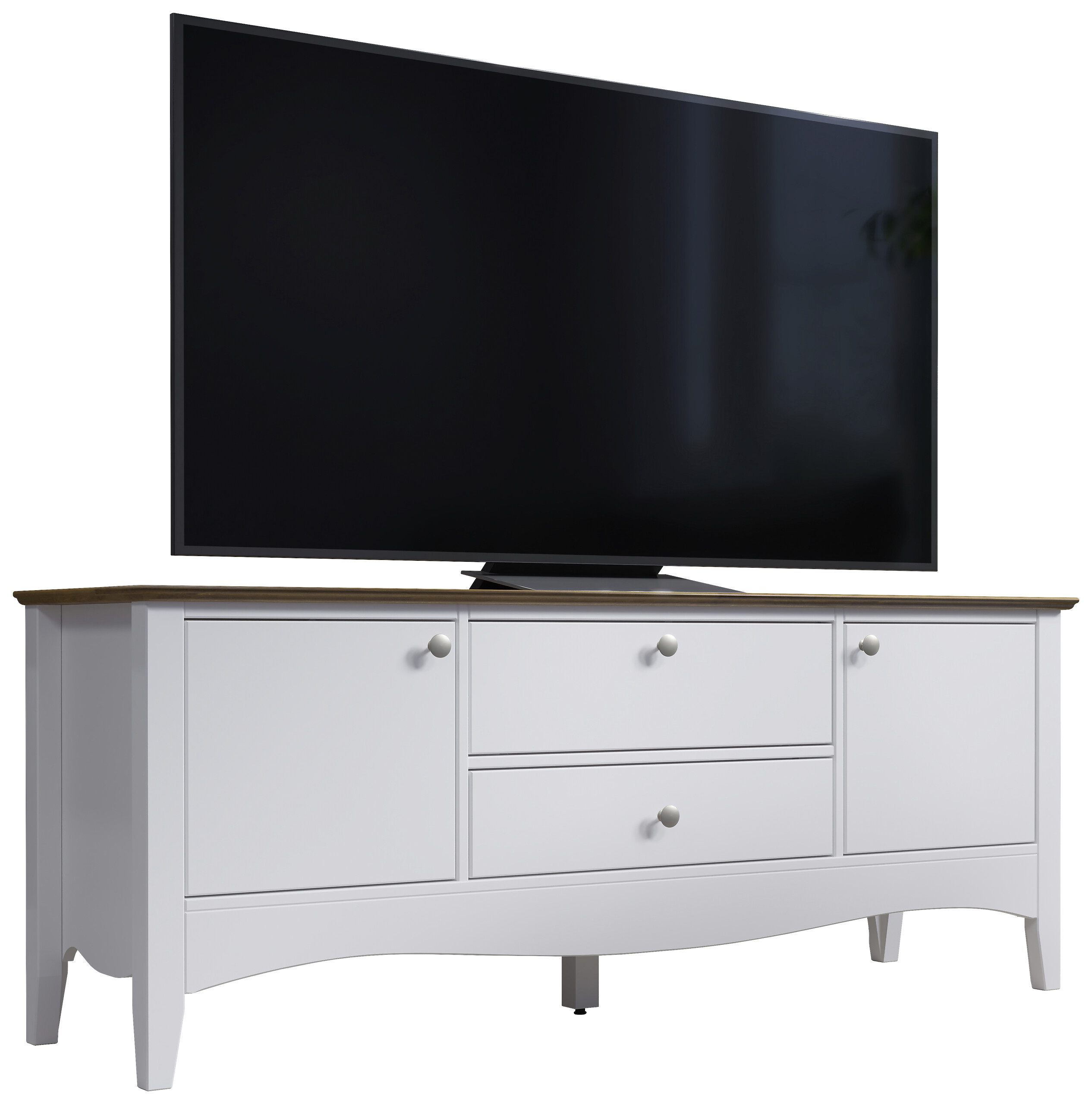 TV-Lowboard Lissabon weiß lackiert café braun lackiert B/H/T: ca. 140x58x42 cm