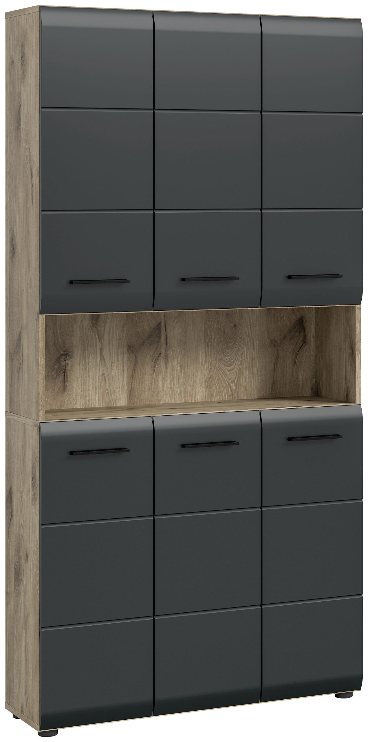 Mehrzweckschrank Ice Nox Oak Nachbildung schwarz matt B/H/T: ca. 90x185x30 cm