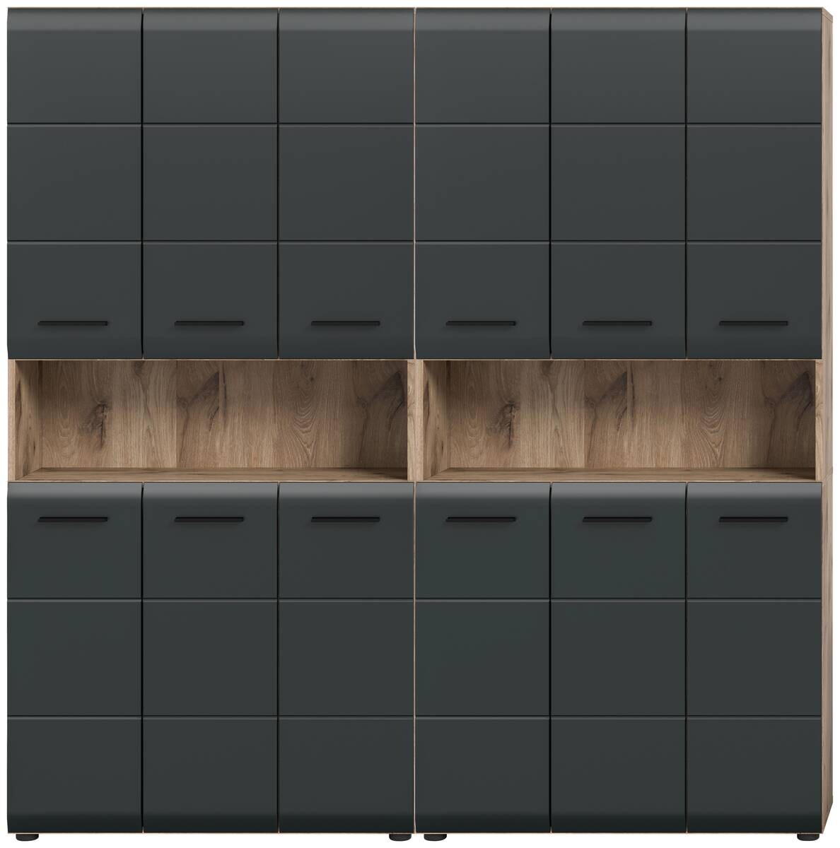 Badezimmer-Set Ice Nox Oak Nachbildung schwarz matt B/H/T: ca. 180x185x30 cm