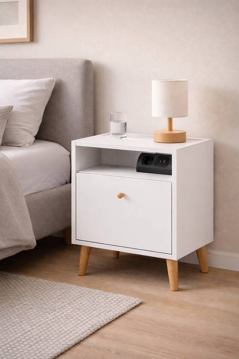 Nachtkonsole Bjarne weiß B/H/T: ca. 40,2x50,1x32,7 cm