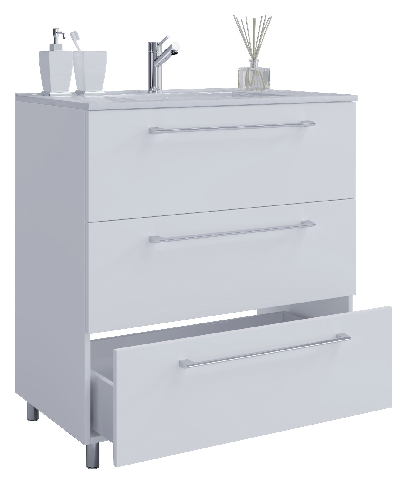 Badblock 2tlg-Schubo weiß weiß B/H/T: ca. 80x86x46 cm