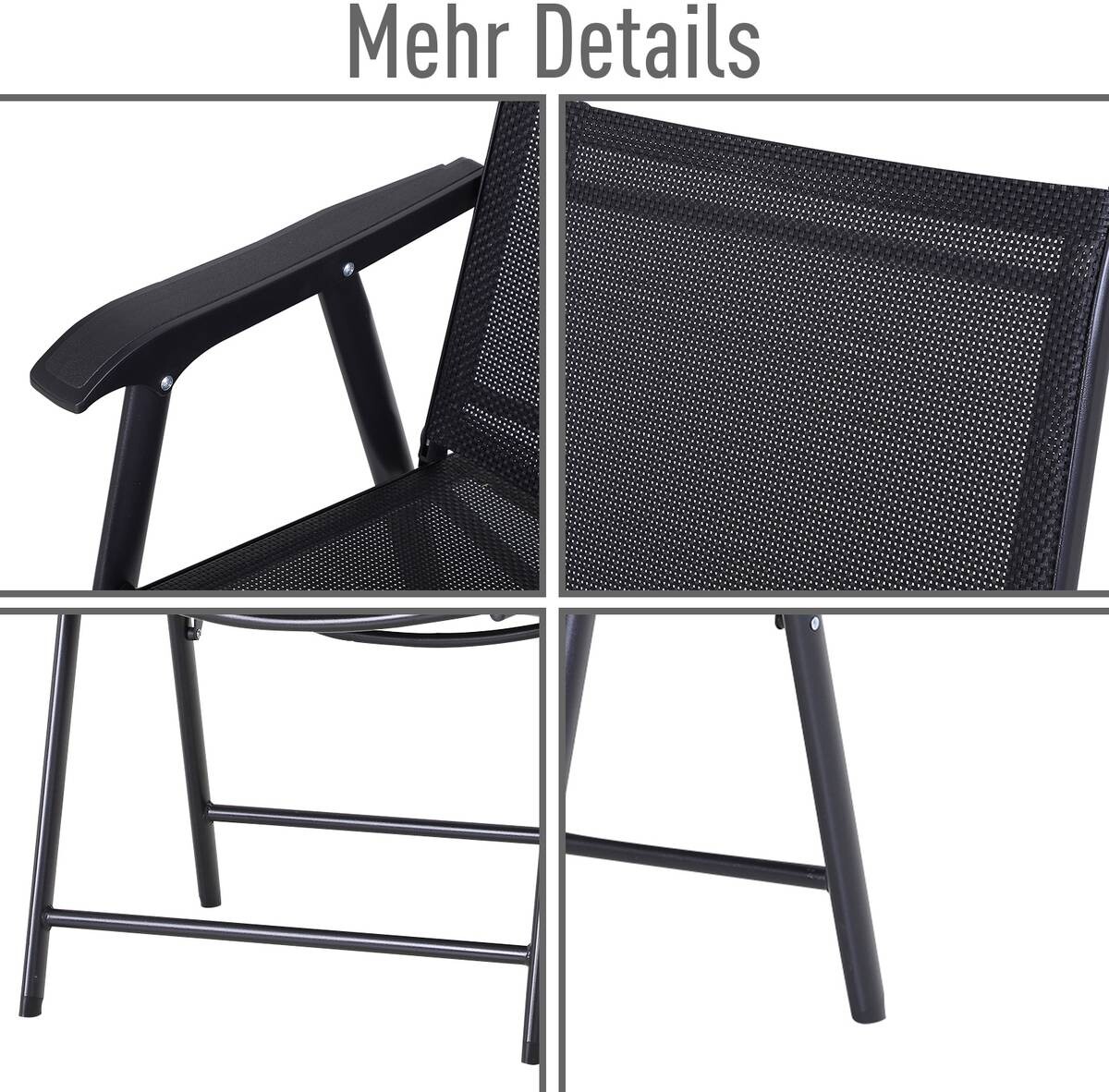 Outsunny Klappsessel grau Metall B/H/T: ca. 58x94x64 cm