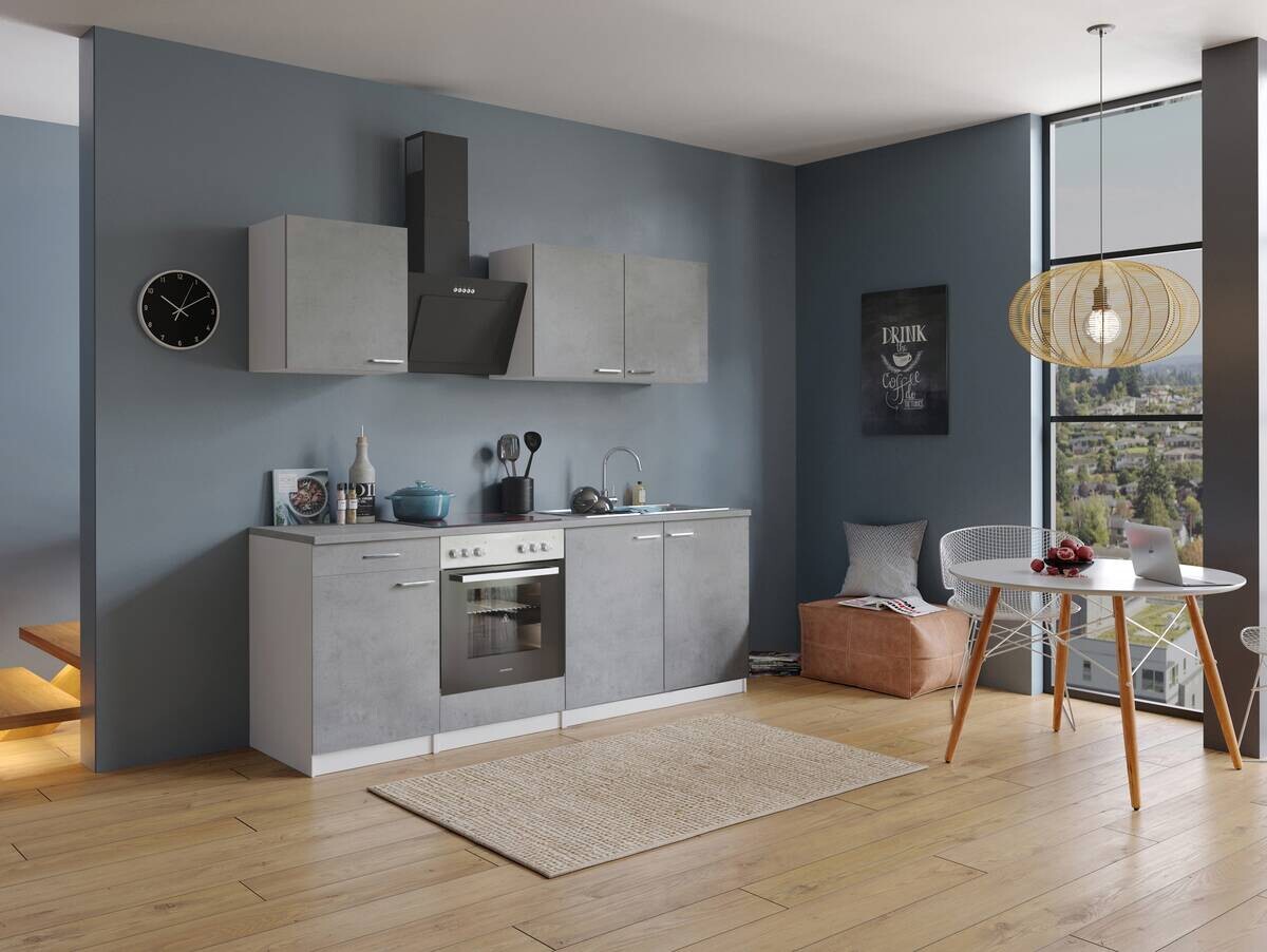 Respekta Küchenblock Malia Beton Optik B/H/T: ca. 210x200x60 cm