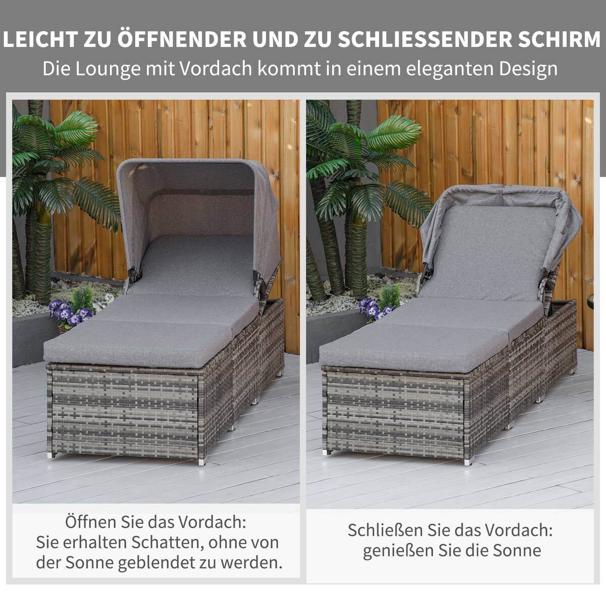 Outsunny Gartenliege grau Edelstahl B/H/L: ca. 65x195x40 cm