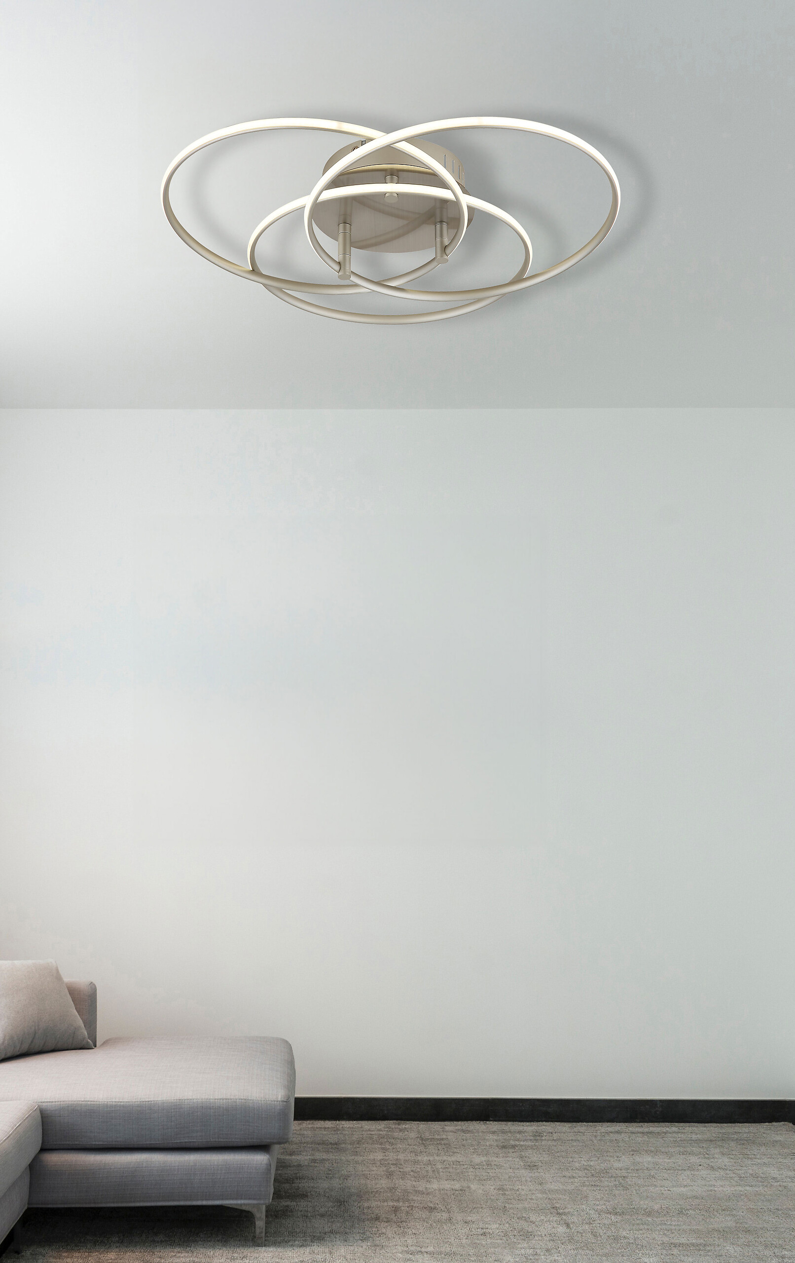 GLOBO Deckenleuchte nickel matt Opal Metall Aluminium H/D: ca. 9,4x45,6 cm 1 Brennstellen