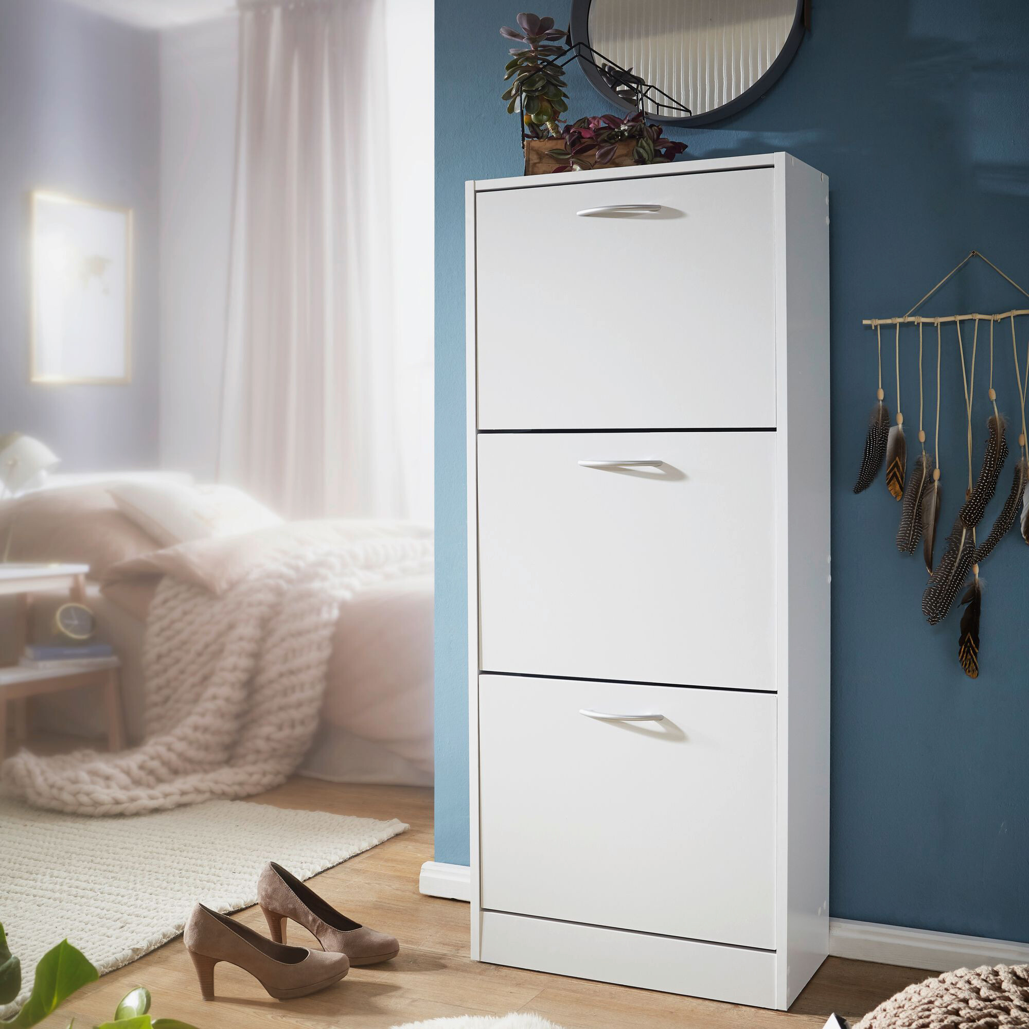 Schuhschrank weiß B/H/T: ca. 50x125x24 cm