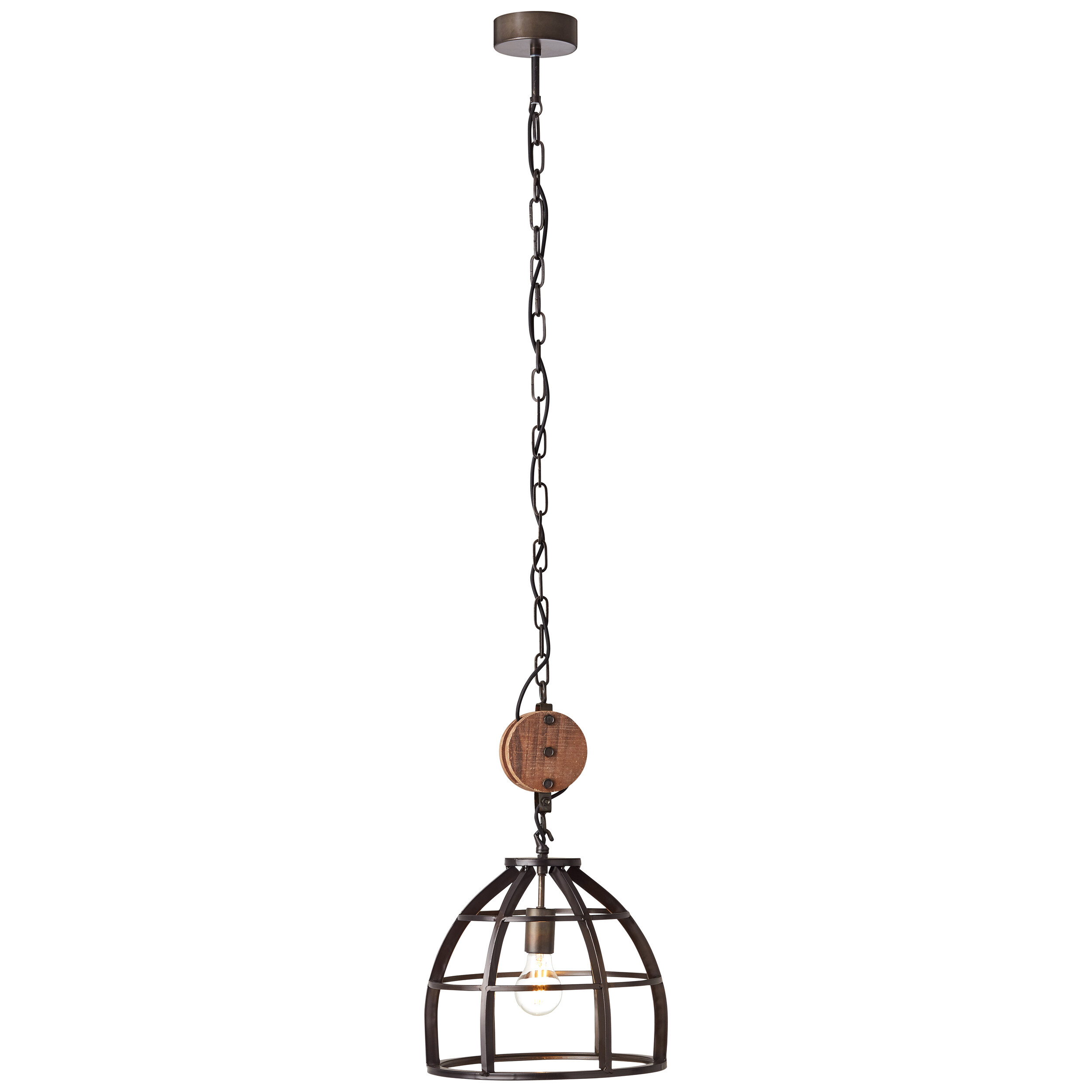 Brilliant Pendelleuchte Matrix 2 HK17186S76 schwarz Metall Holz H/D: ca. 147x34 cm E27 1 Brennstellen