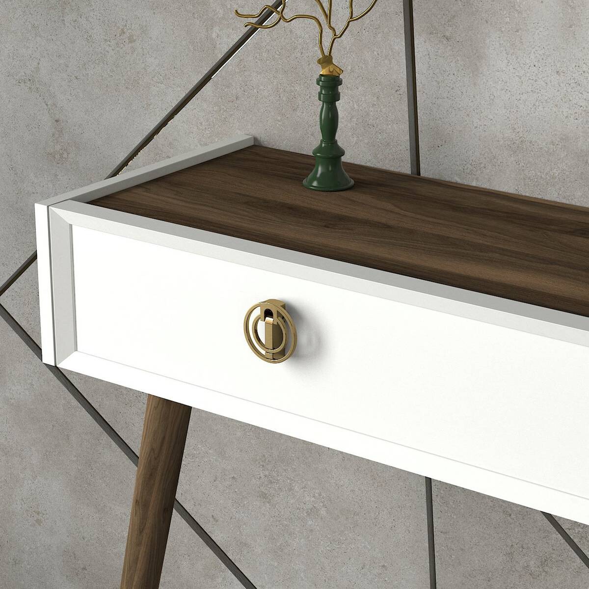 Konsolentisch Nadya weiß walnuss Nachbildung Spanplatte B/H/T: ca. 120x90x35 cm