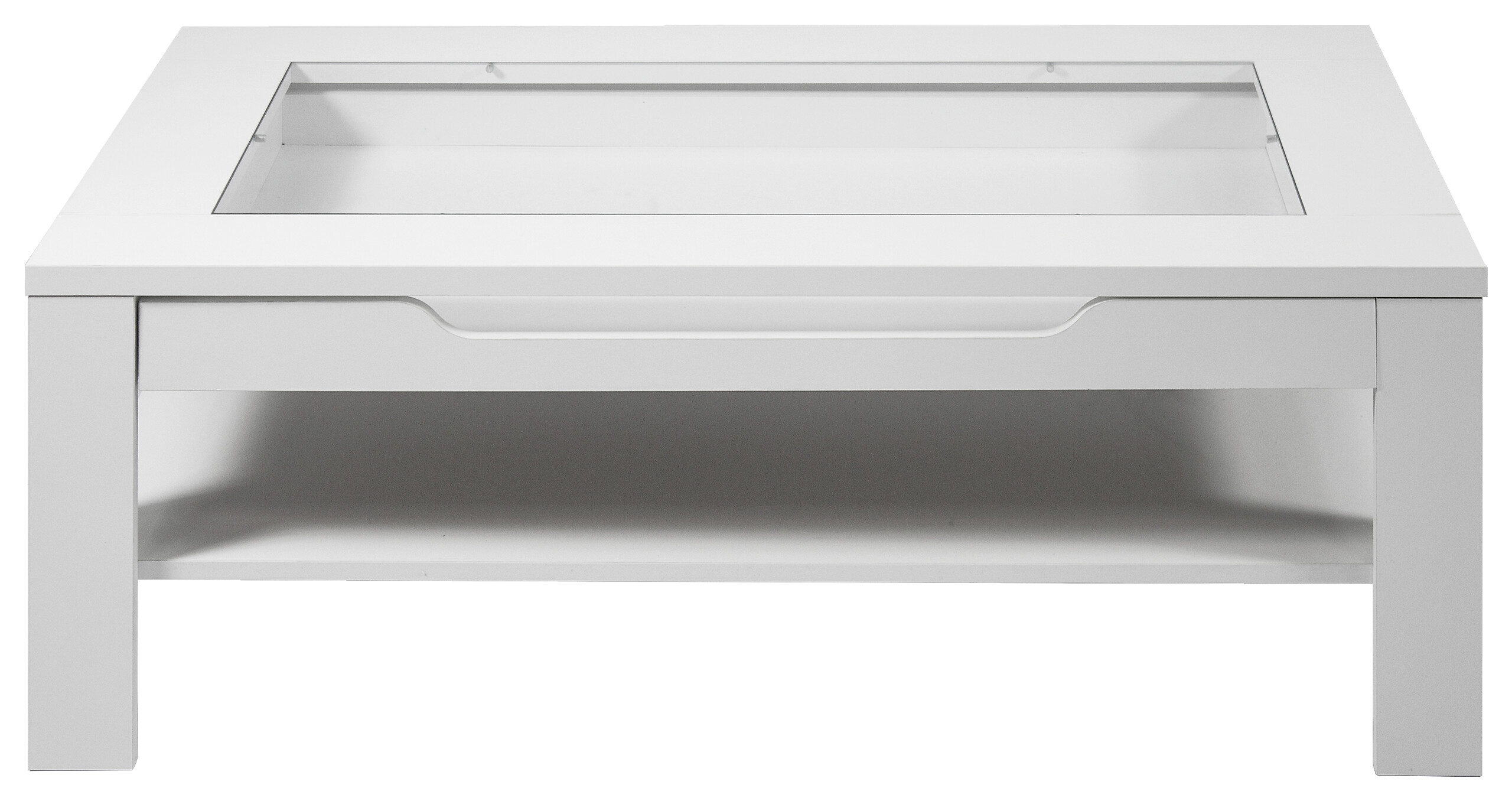 byLIVING Couchtisch RALPH weiß Holzwerkstoff Klarglas B/H/T: ca. 110x43x67 cm