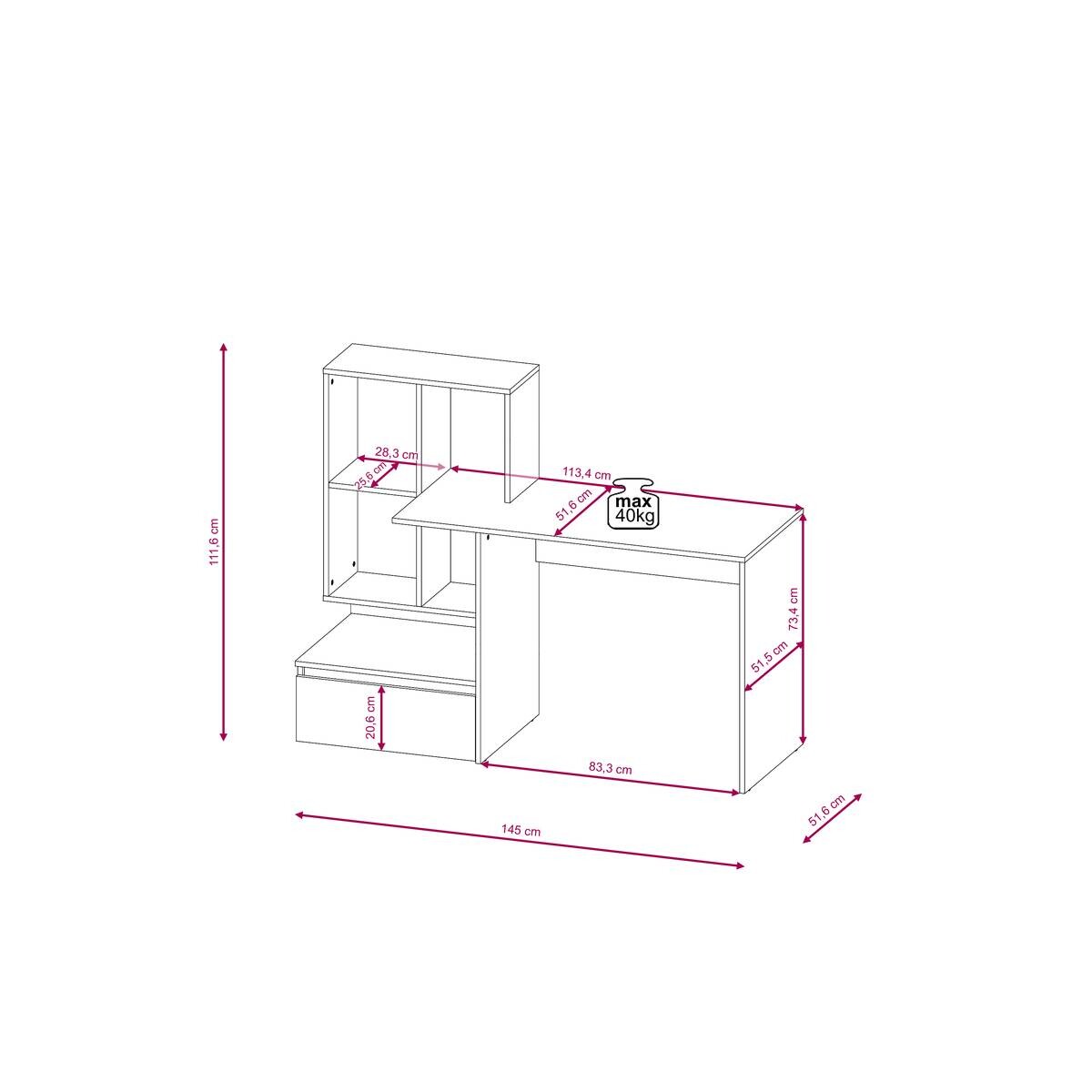 Schreibtisch SCHREIBTISH PACO 2 Eiche Artisan Nachbildung anthrazit B/H/T: ca. 145x112x52 cm
