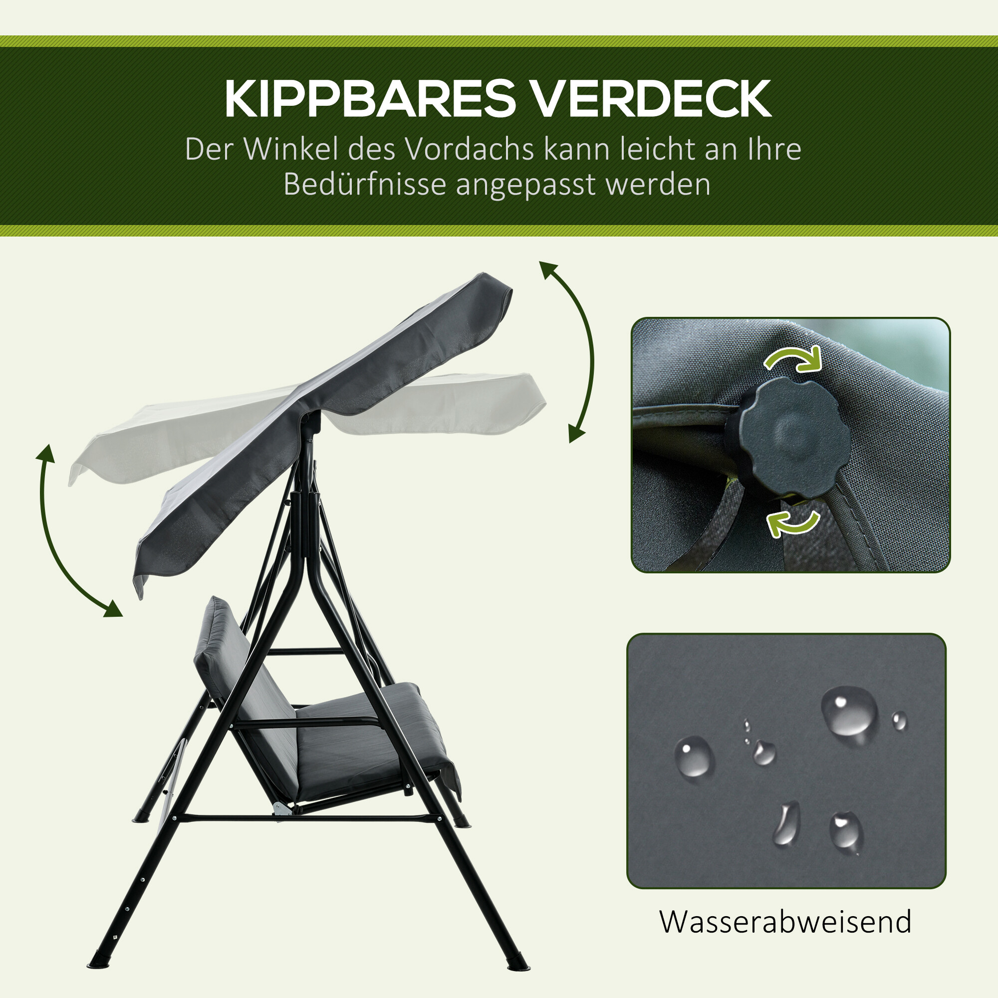 Outsunny Hollywoodschaukel grau Polyester B/H/L: ca. 110x153x172 cm