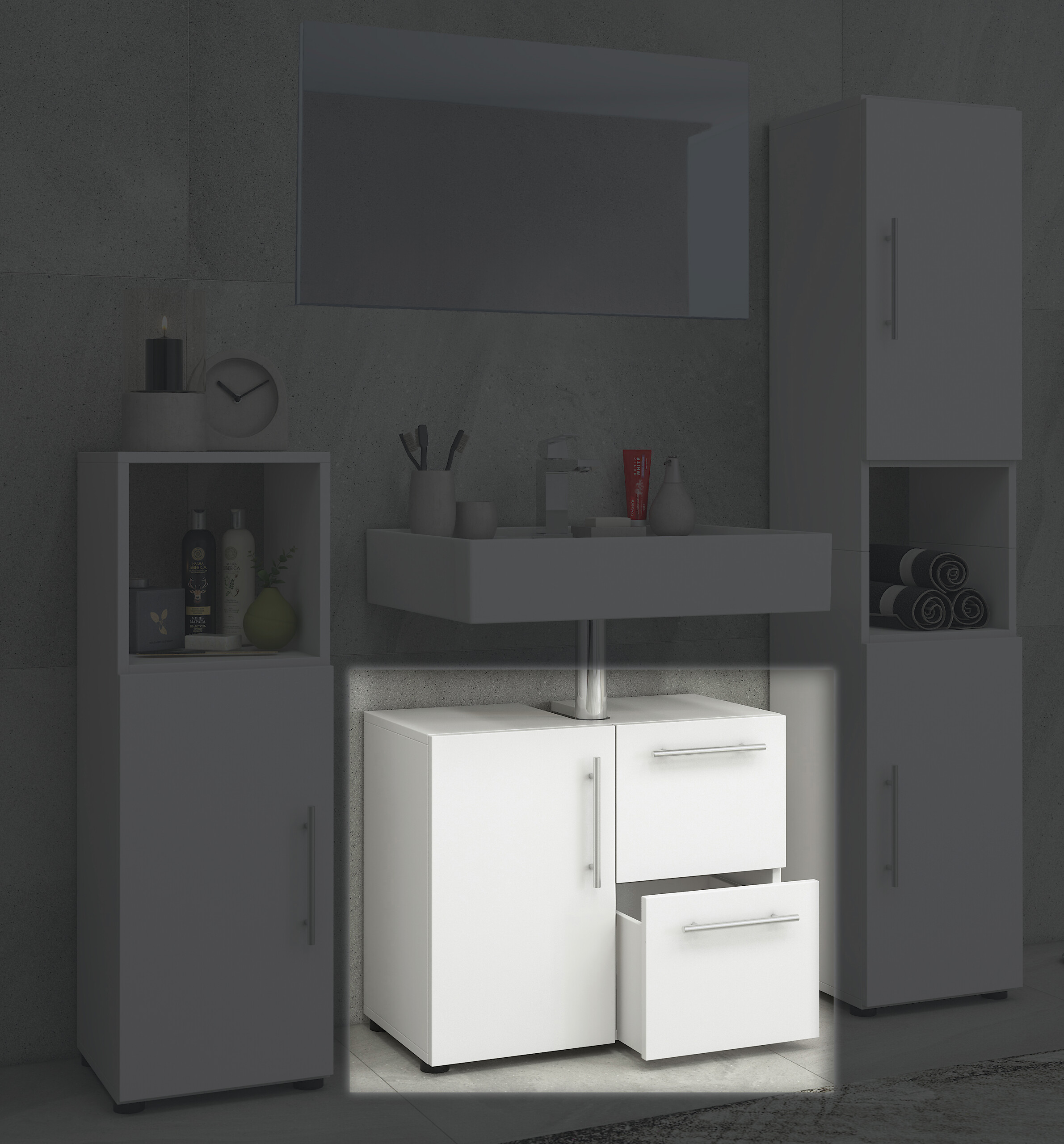 Badunterschrank Flandu weiß B/H/T: ca. 60x51x30 cm