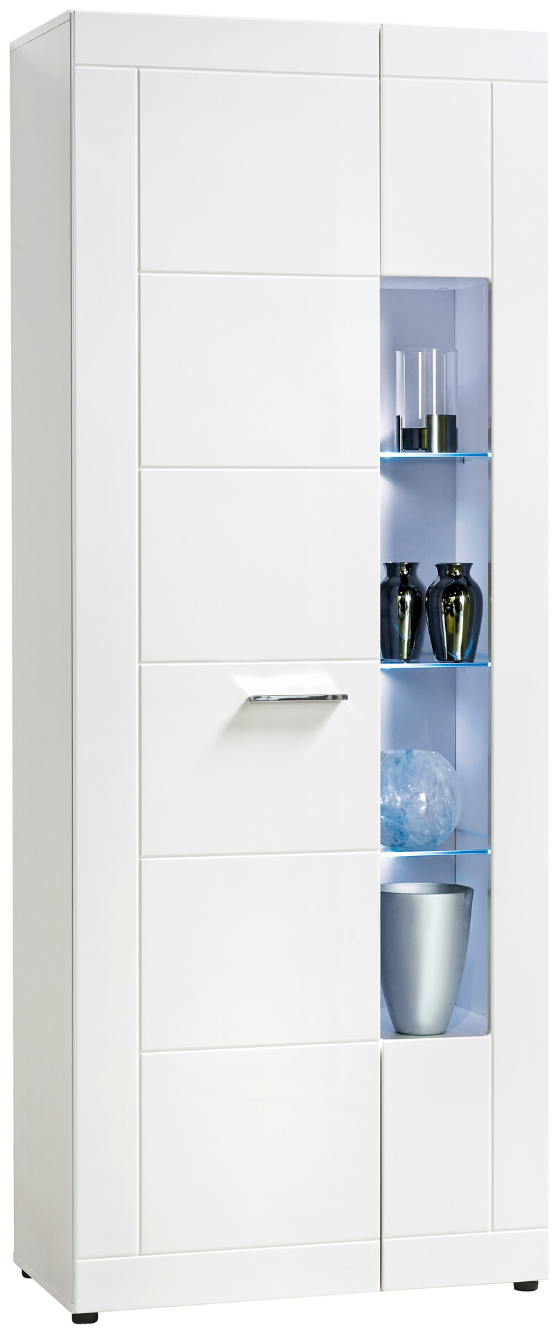 Standvitrine Atlanta weiß weiß Hochglanz B/H/T: ca. 75x194x40 cm