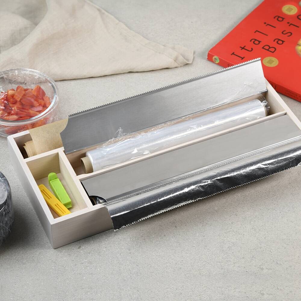 Kesper Folienspender braun Bambus B/H/L: ca. 20,5x6x47 cm