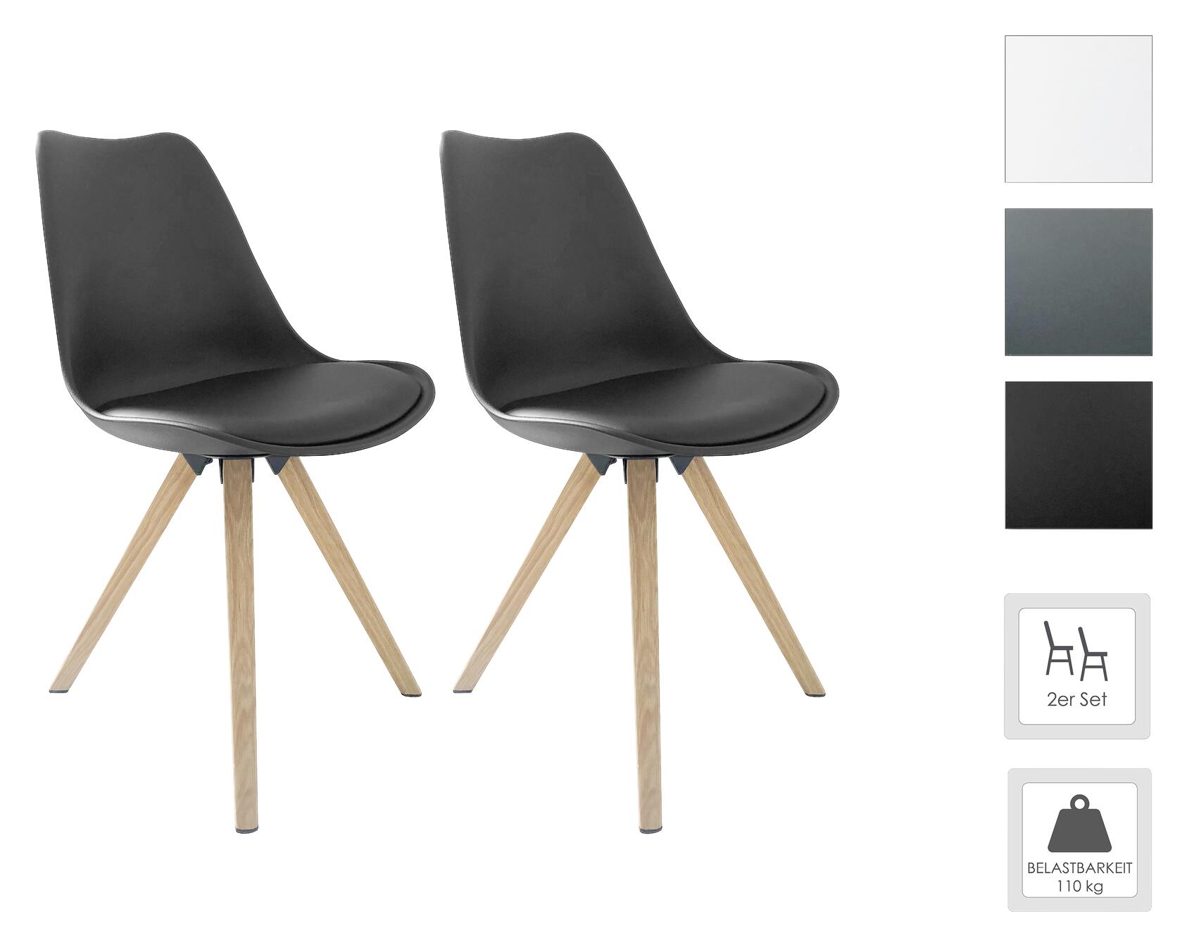 Stuhl KIRA  2er-Set schwarz Kunststoff B/H/T: ca. 48x86x55,5 cm