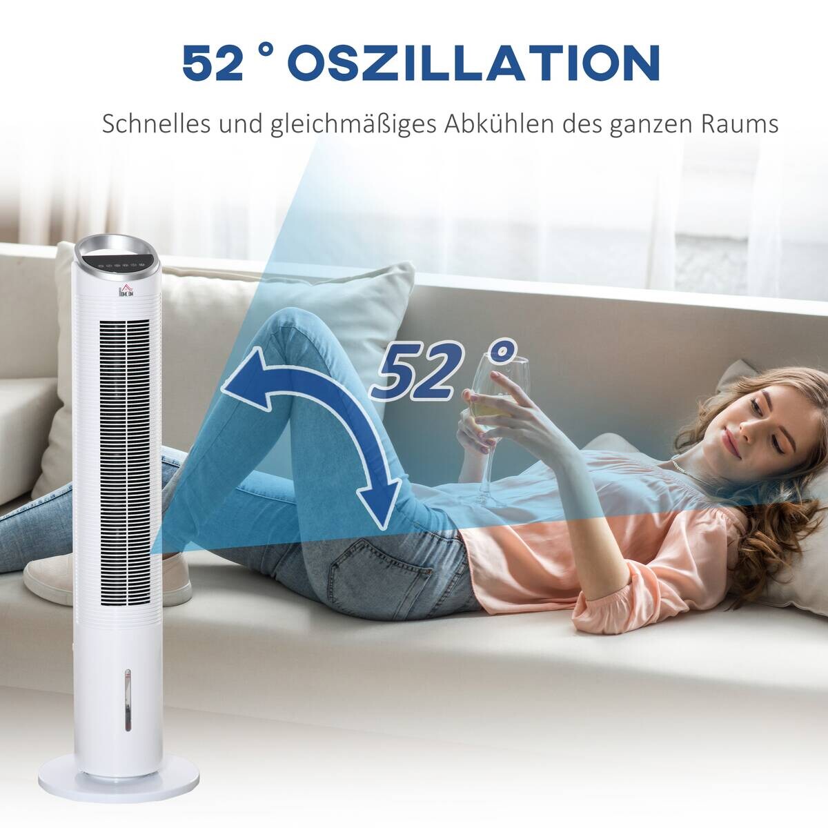 HOMCOM Luftkühler weiß Edelstahl Kunststoff Polypropylen B/H/L: ca. 30x30x100,8 cm