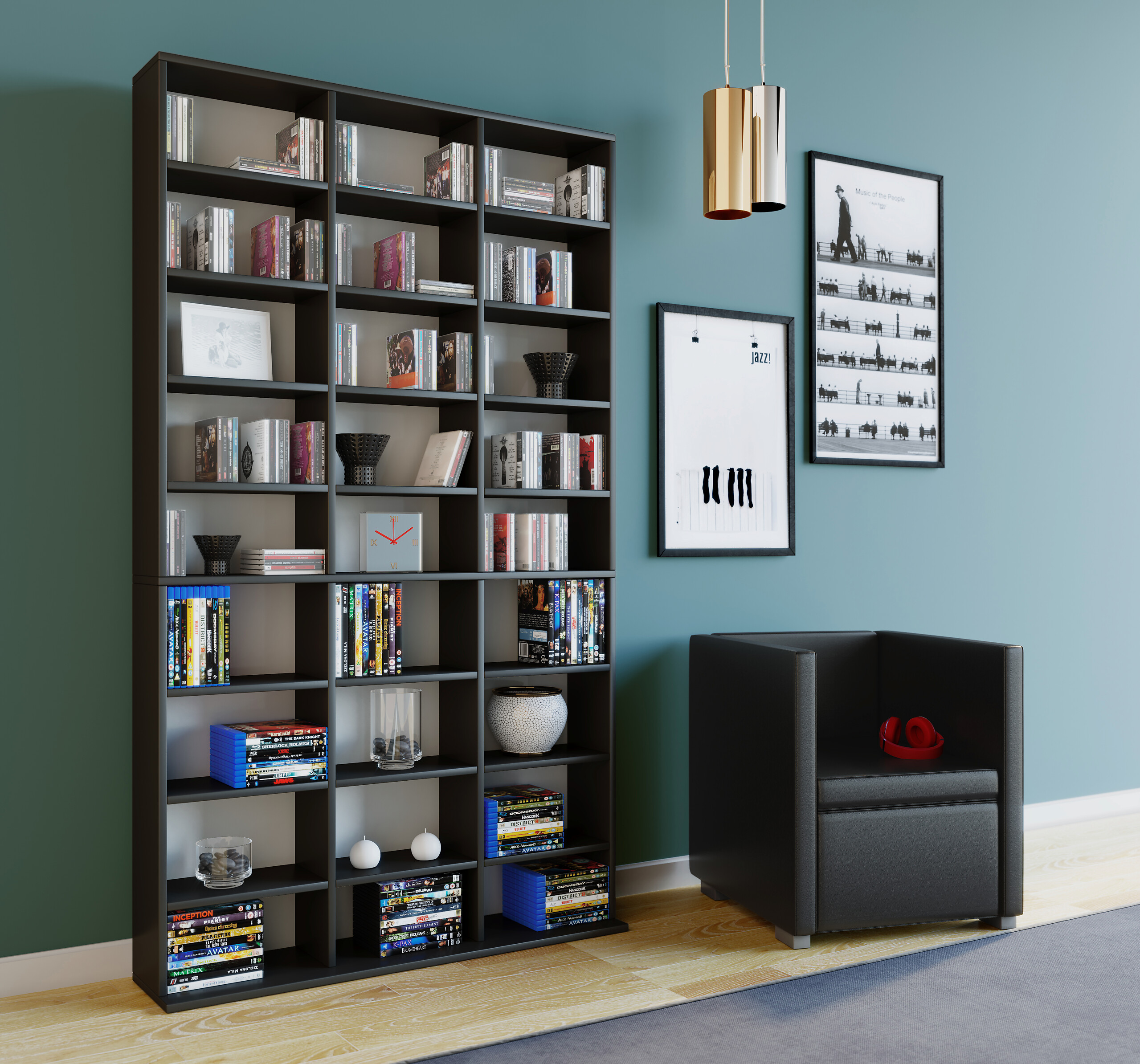 Regal Megosa Maxi schwarz Holzwerkstoff B/H/T: ca. 102x183x23 cm