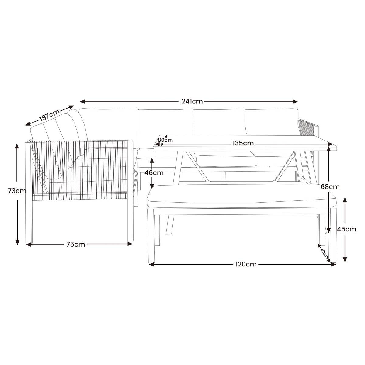 Loungeset grau Aluminium