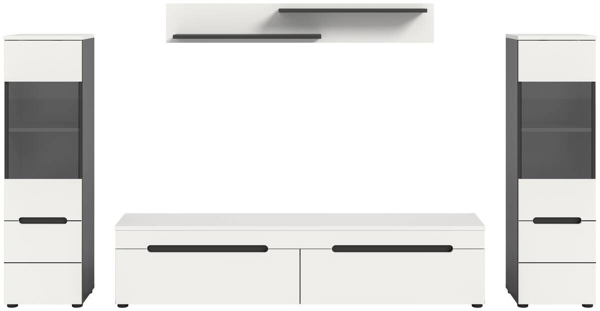 Wohnwand Canu basaltgrau weiß B/H/T: ca. 272x141x33 cm