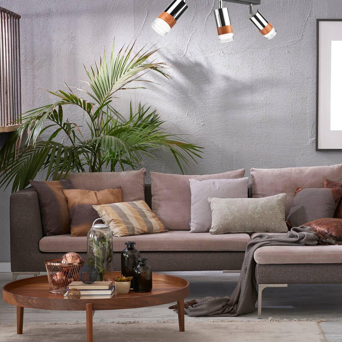 Lamkur Deckenleuchte Chrom Stahl Glas B/H/L: ca. 8x19x45 cm 3 Brennstellen