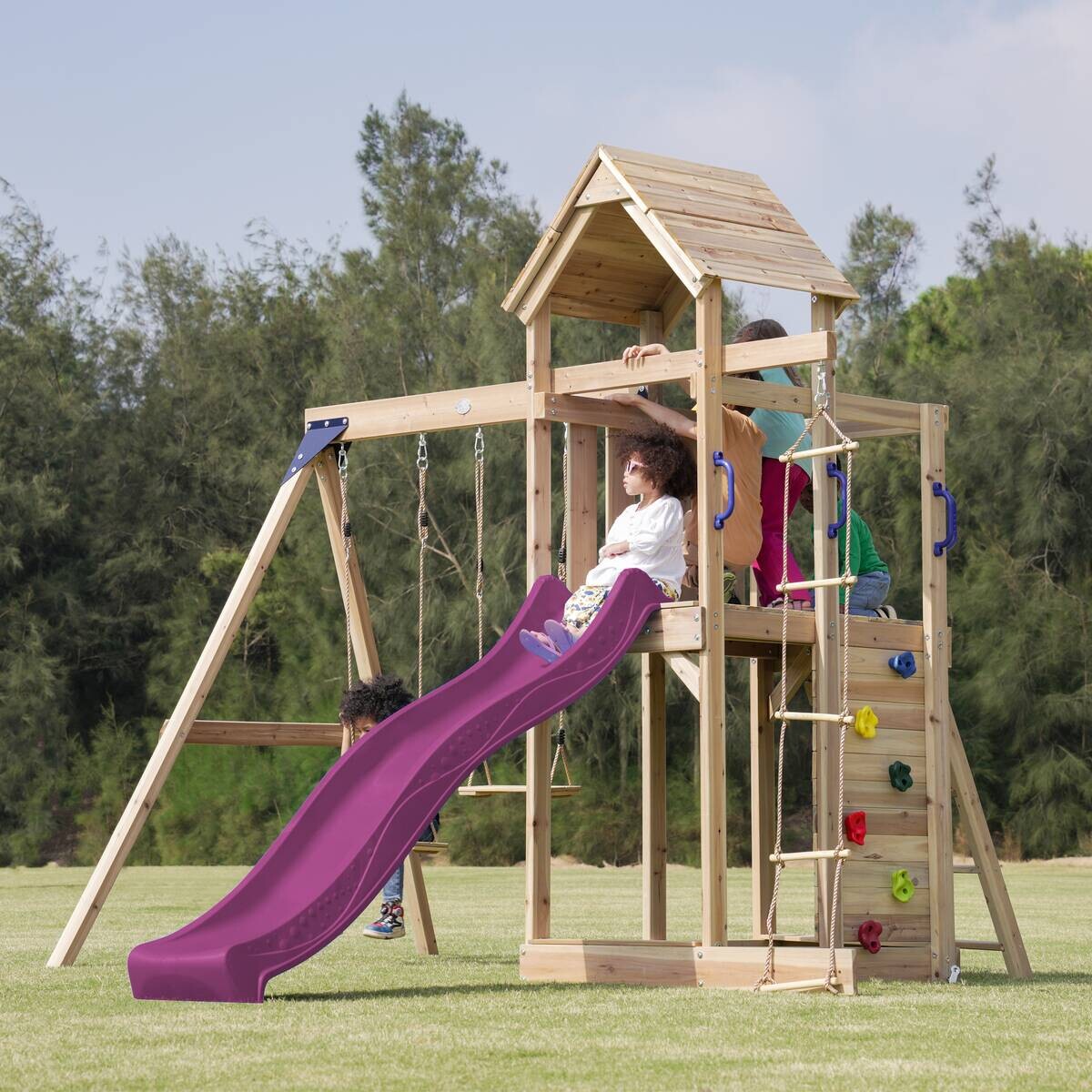AXI Spielturm Moos lila B/H/L: ca. 342x267x375 cm