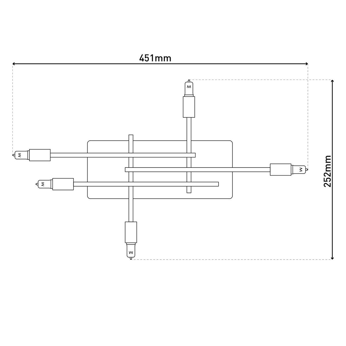 Näve Leuchten Deckenleuchte 1392745 messing Metall B/H/T: ca. 25,2x10x45,1 cm G9 5 Brennstellen