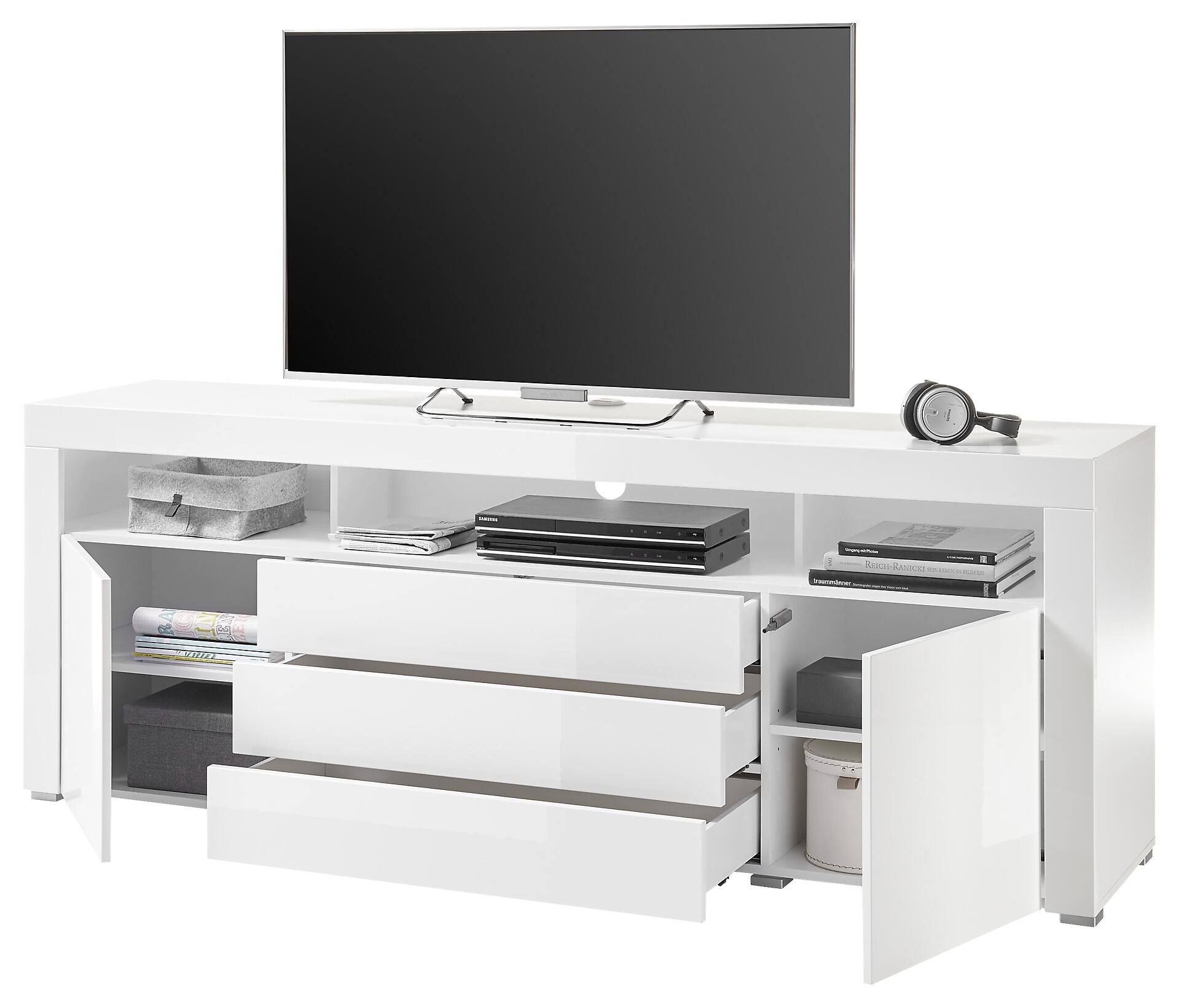 TV-Highboard Goal weiß Hochglanz B/H/T: ca. 200x74x44 cm