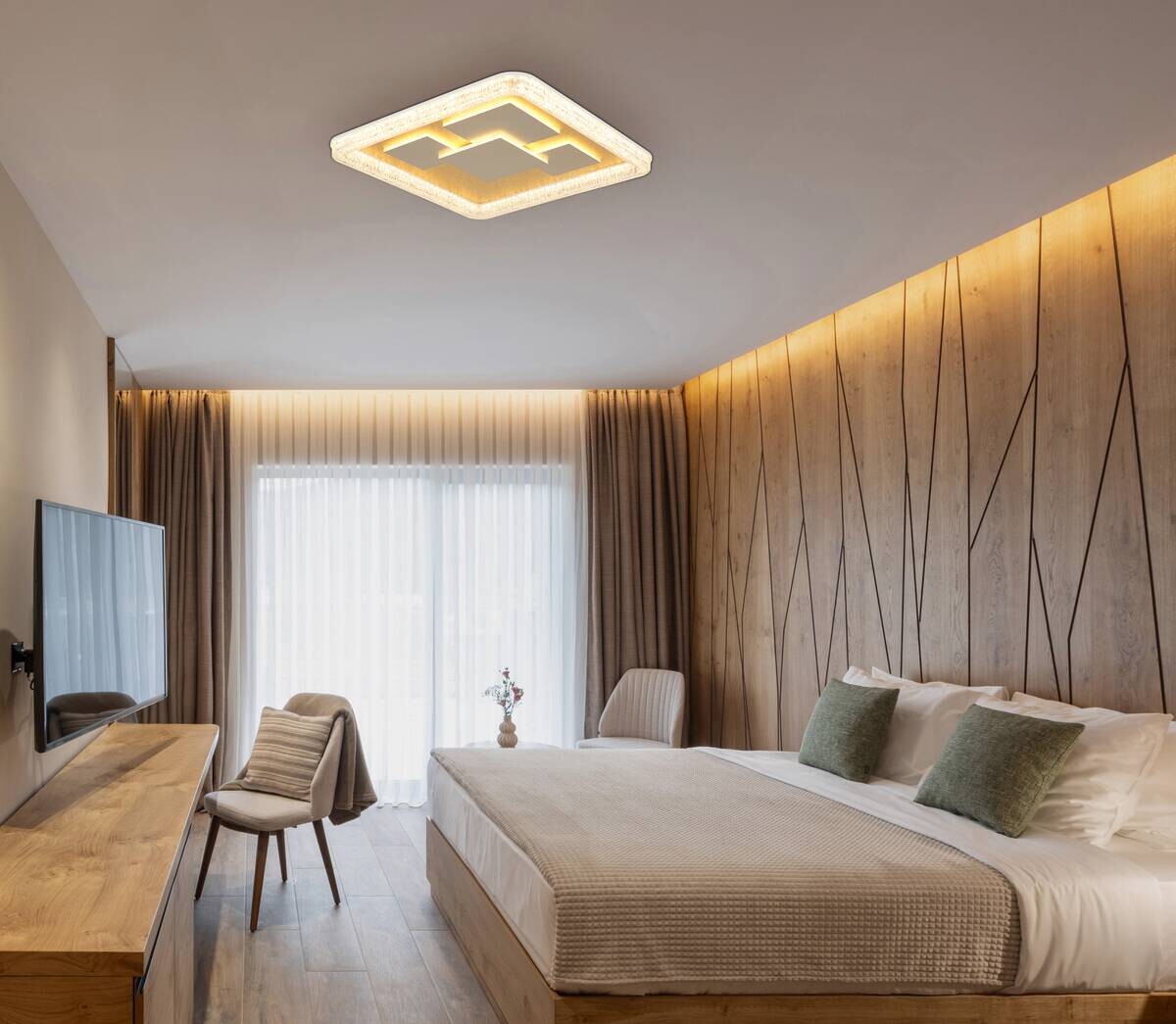 GLOBO LED-Deckenleuchte gold klar weiß Metall Kunststoff B/H/L: ca. 48,8x7x48,8 cm 1 Brennstellen