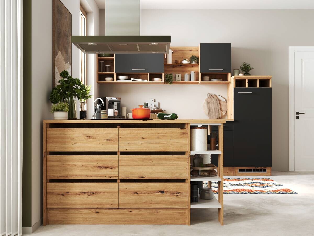 Respekta Winkelküche Hilde grau matt B/H/T: ca. 280x205x172 cm