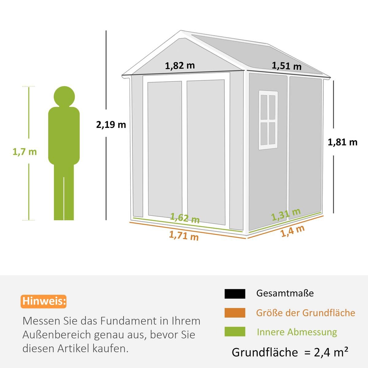 Outsunny Gartenhaus grau B/H/L: ca. 151x219x182 cm