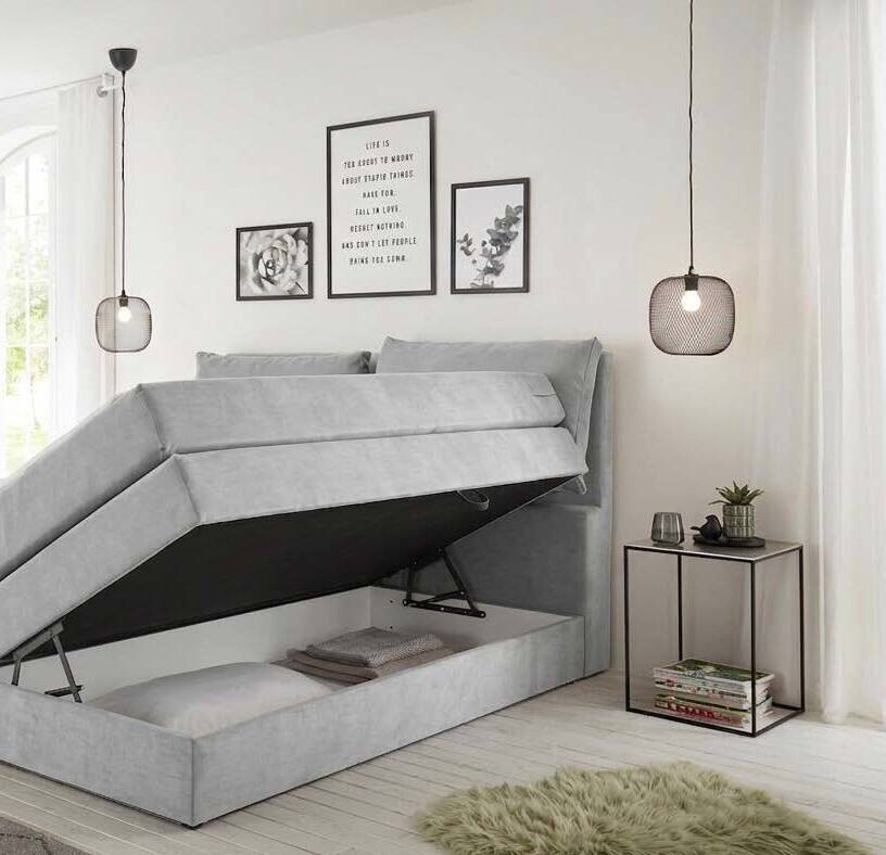 Boxspringbett Lissy hellgrau Liegefläche B/L: ca. 140x200 cm