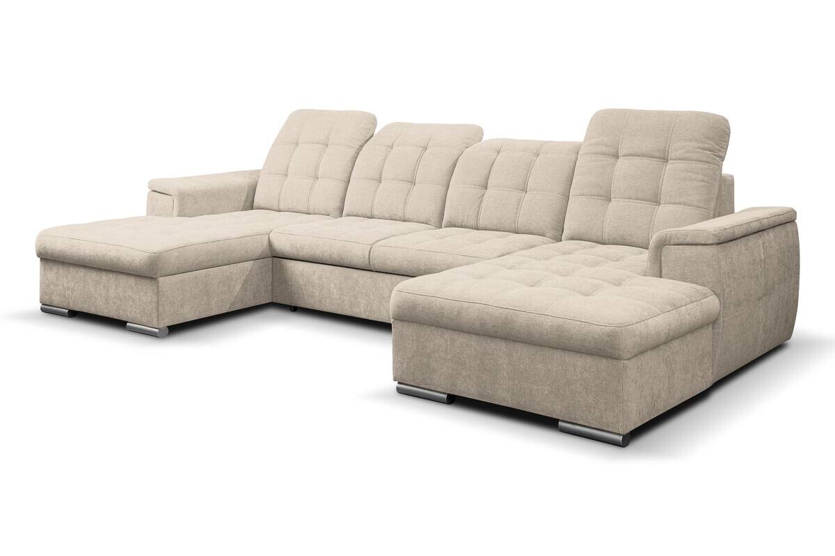 Wohnlandschaft Nadja beige Microfaser B/H/T: ca. 330x105x174 cm