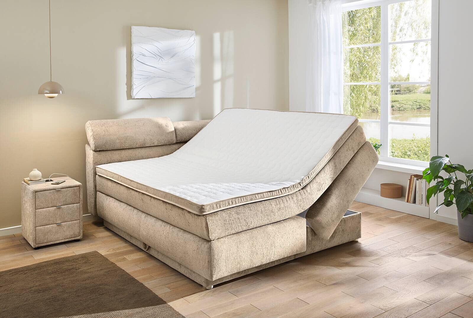 Boxspringbett  beige Liegefläche B/L: ca. 180x200 cm