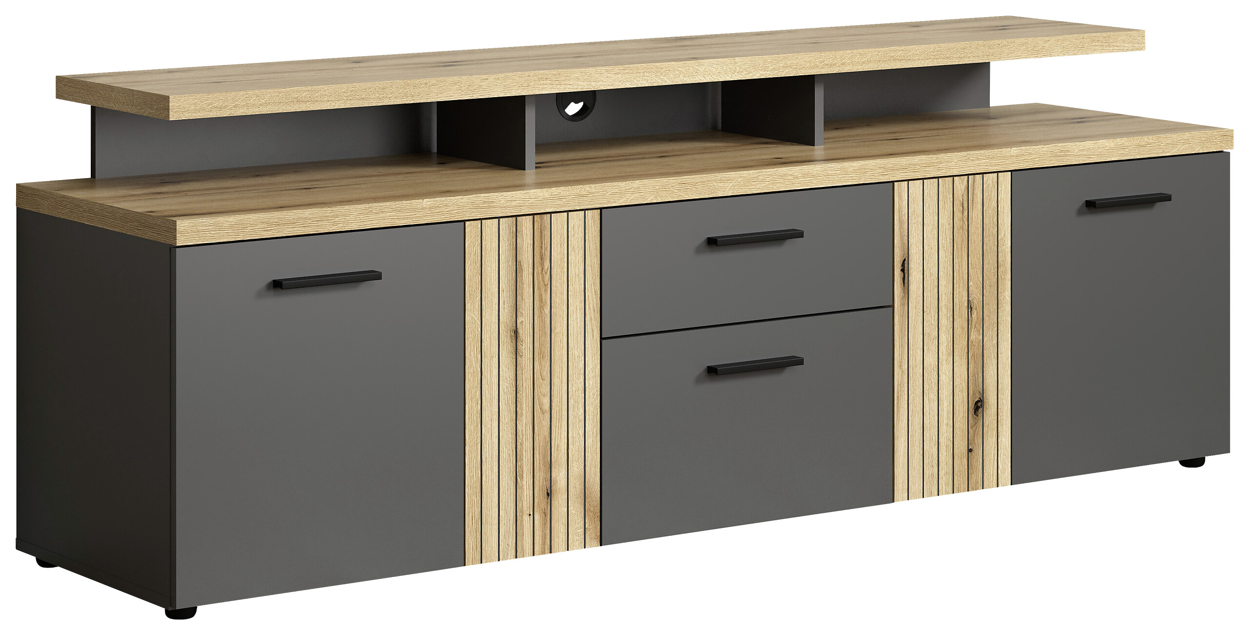 TV-Lowboard Esteban Eiche Evoke Oak Nachbildung anthrazit B/H/T: ca. 180x66x47 cm