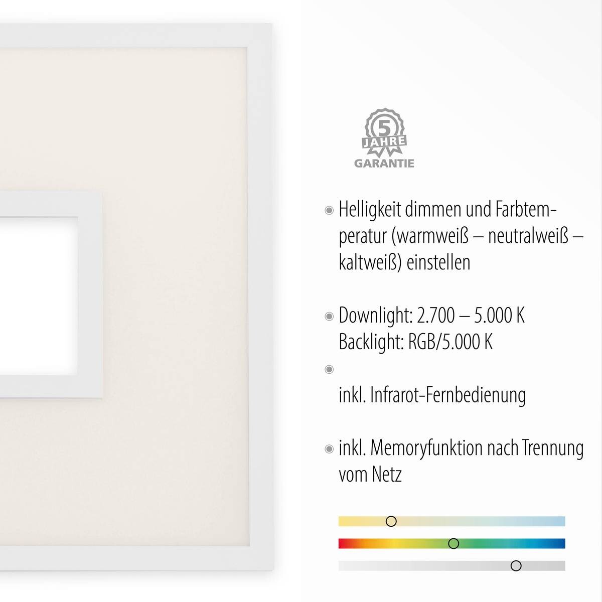 Just Light LED-Deckenleuchte RECESS 11645-16 weiß Kunststoff Metall B/H/T: ca. 45x5x45 cm 1 Brennstellen