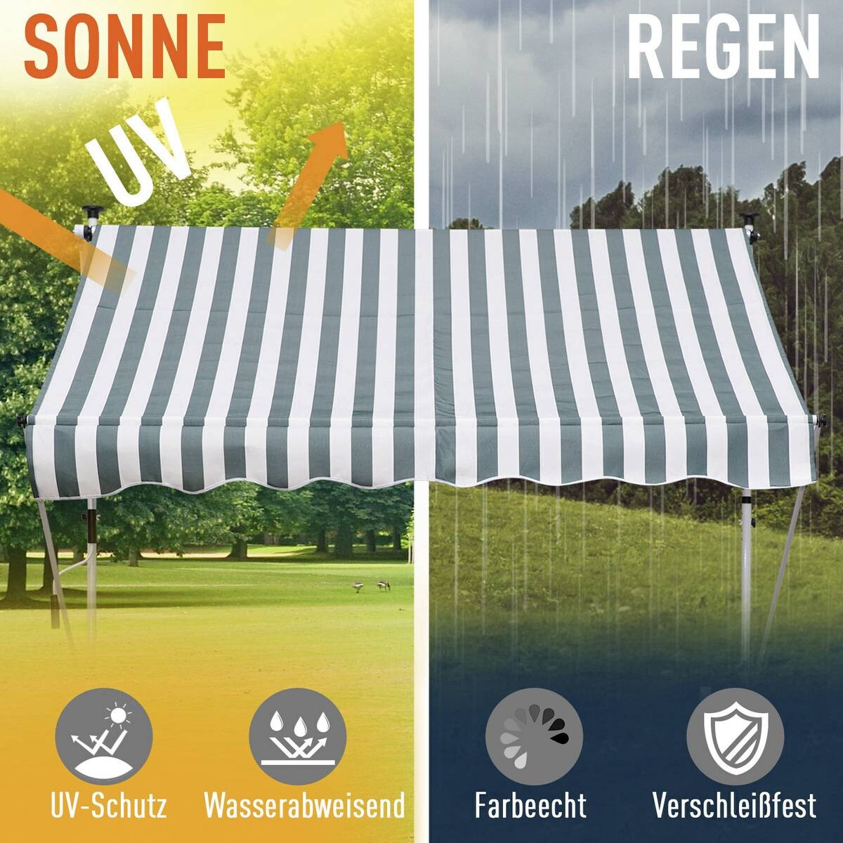 Outsunny Klemm-Markise grün B/H/L: ca. 200x280x150 cm